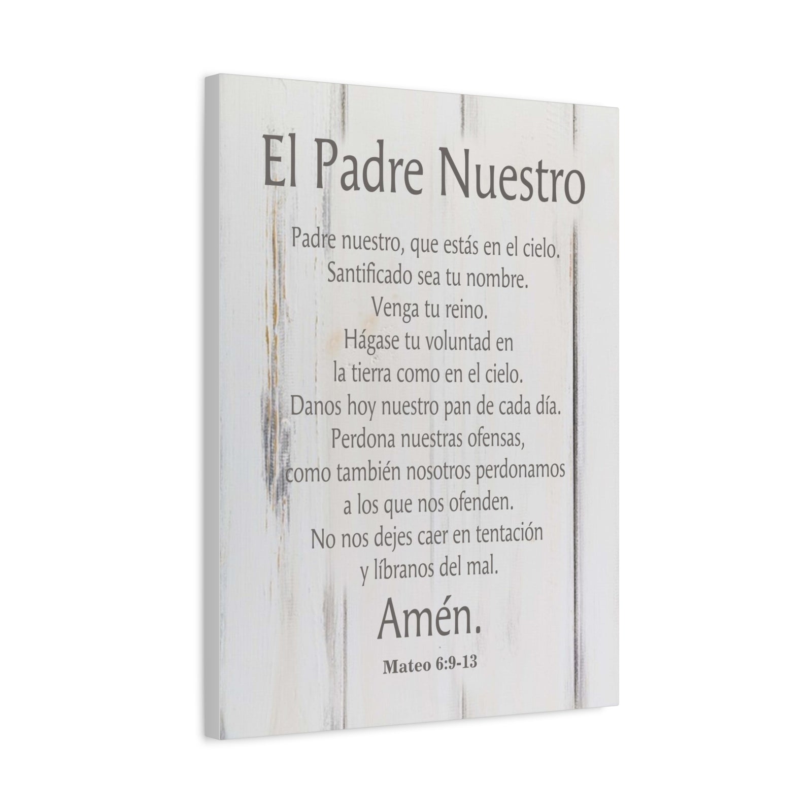 Scripture Canvas Lords Prayer Spanish El Padre Nuestro White Wood Christian Wall Art Print Ready to Hang-Express Your Love Gifts