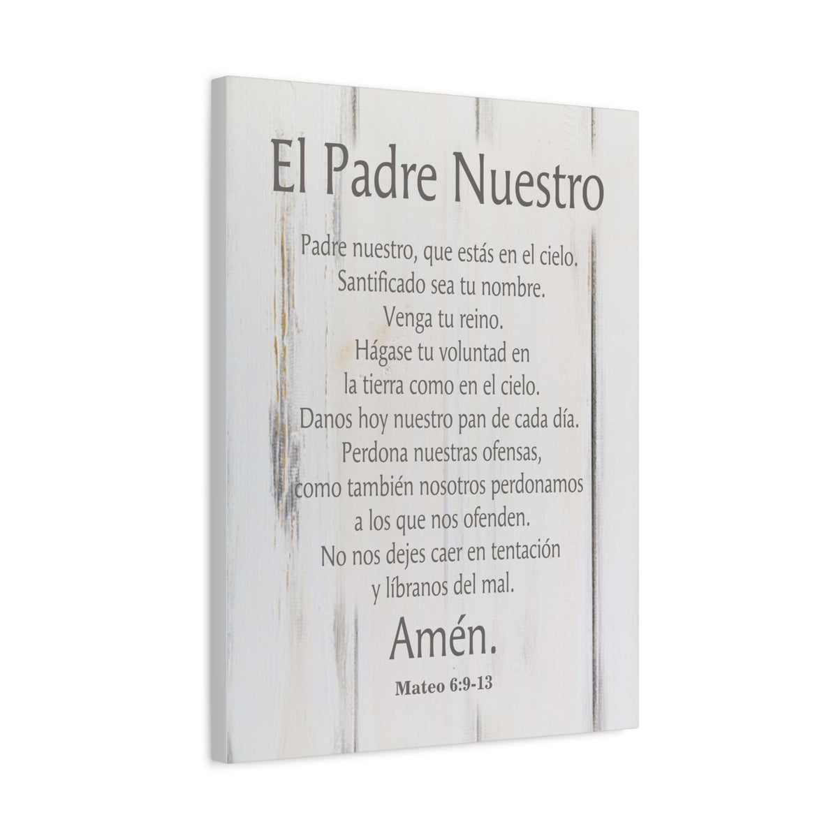 Scripture Canvas Lords Prayer Spanish El Padre Nuestro White Wood Christian Wall Art Print Ready to Hang