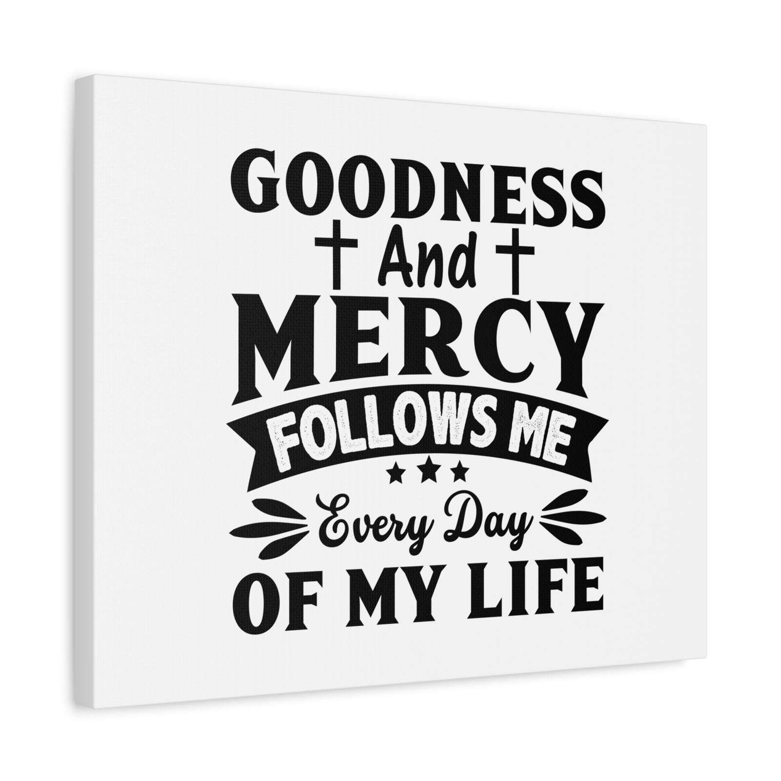Scripture Canvas Mercy Follows Me Psalm 23:6 Christian Wall Art Bible Verse Print Ready to Hang-Express Your Love Gifts