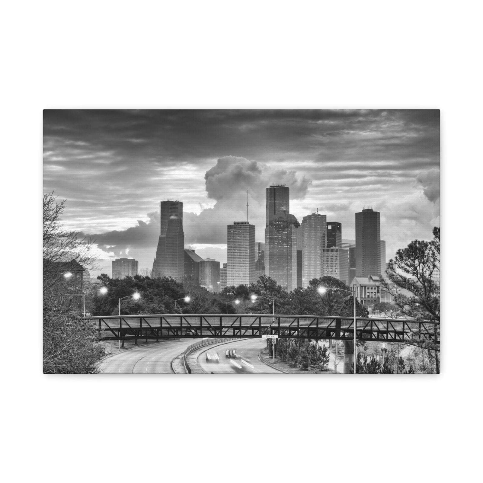 Houston Black And White Skyline Canvas Artwork High-Quality Breathtaking Stunning Cityscape for Home Decor Ready to Hang-Express Your Love Gifts