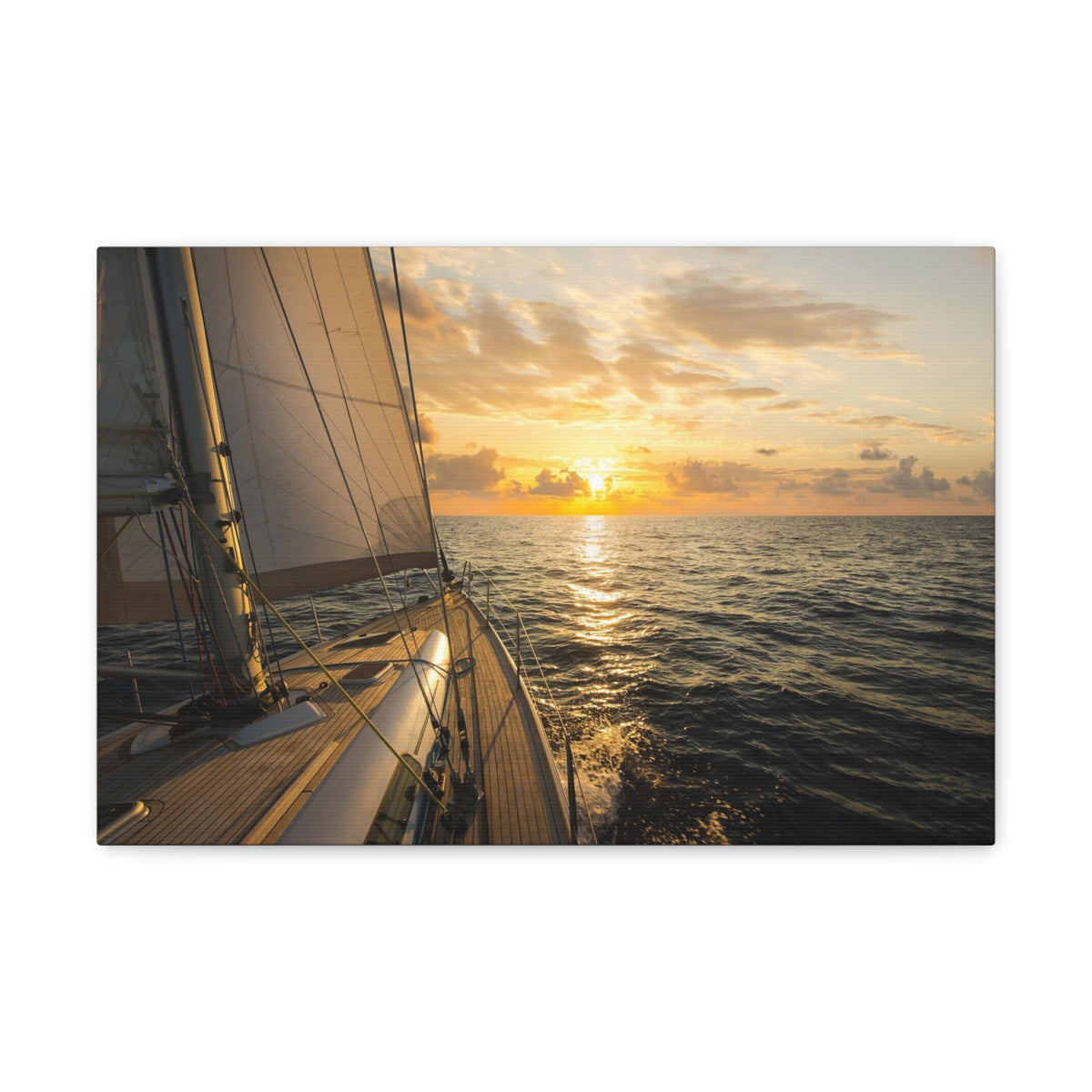 Sailboat Sailing In Mediterranean Sea At Sunset Ocean Canvas Wall Art for Home Decor Ready-to-Hang-Express Your Love Gifts