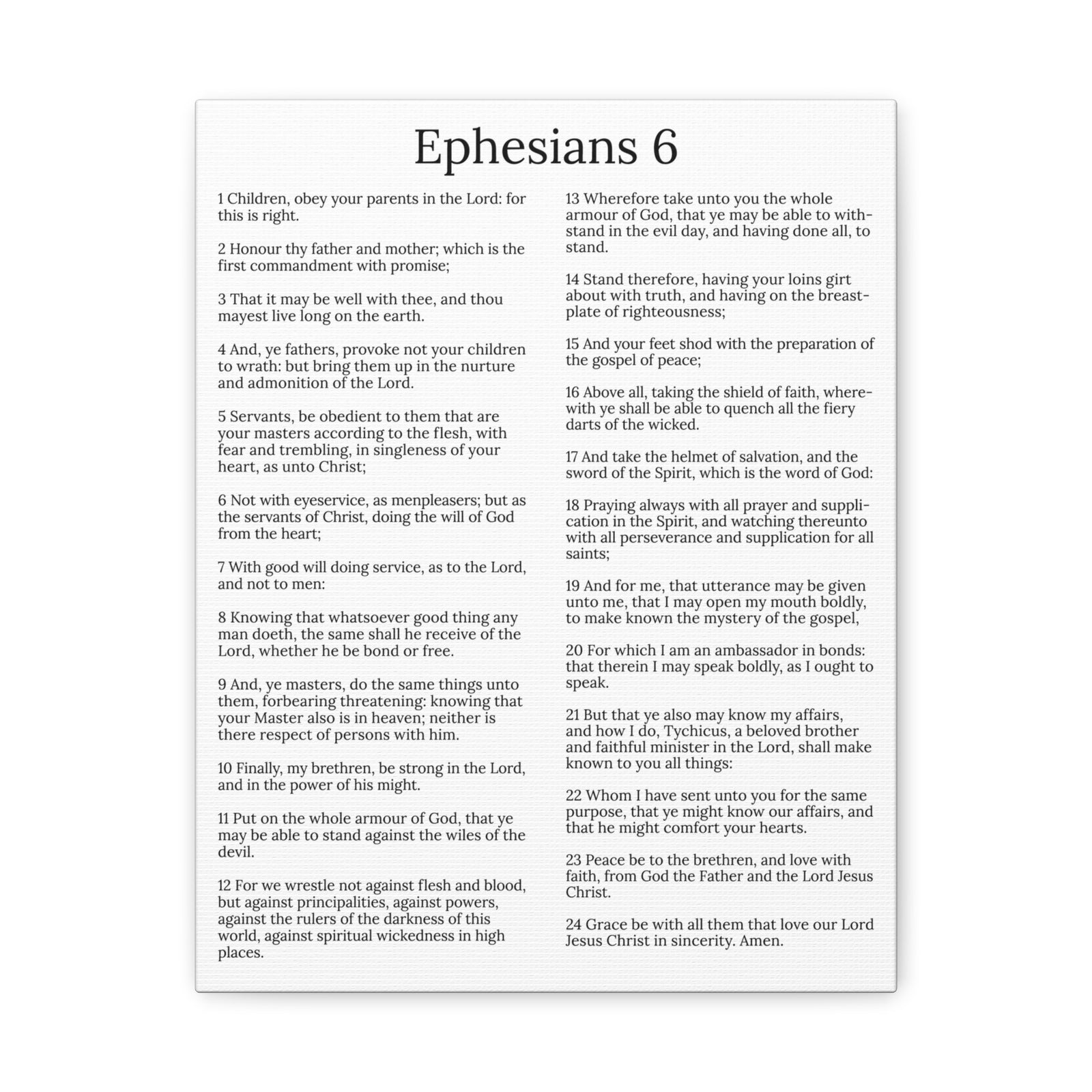 Scripture Walls Protection of the Believer Ephesians 6 Chapter White Christian Wall Art Print Ready to Hang Unframed-Express Your Love Gifts