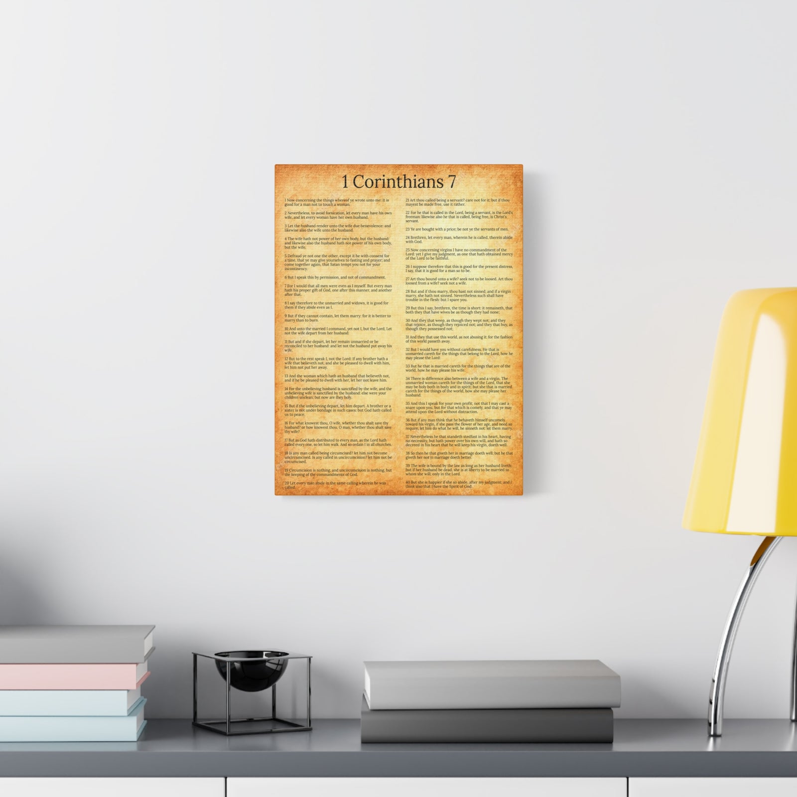 Scripture Walls 1 Corinthians 7 Marriage Chapter Gold Christian Wall Art Print Ready to Hang Unframed-Express Your Love Gifts