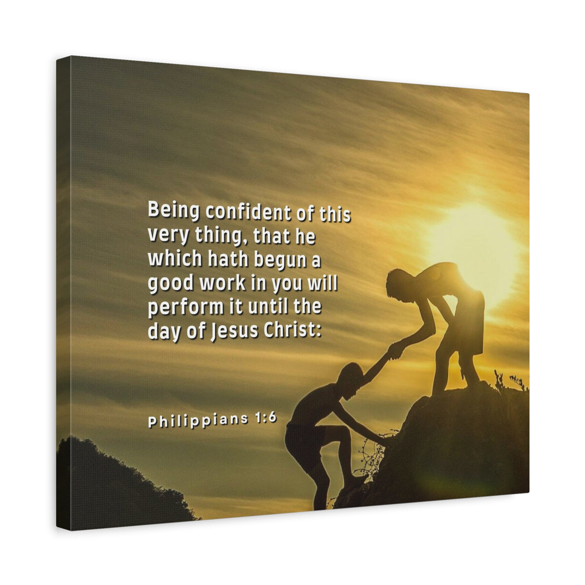 Scripture Canvas Being Confident Philippians 1:6 Christian Wall Art Bible Verse Print Ready to Hang-Express Your Love Gifts
