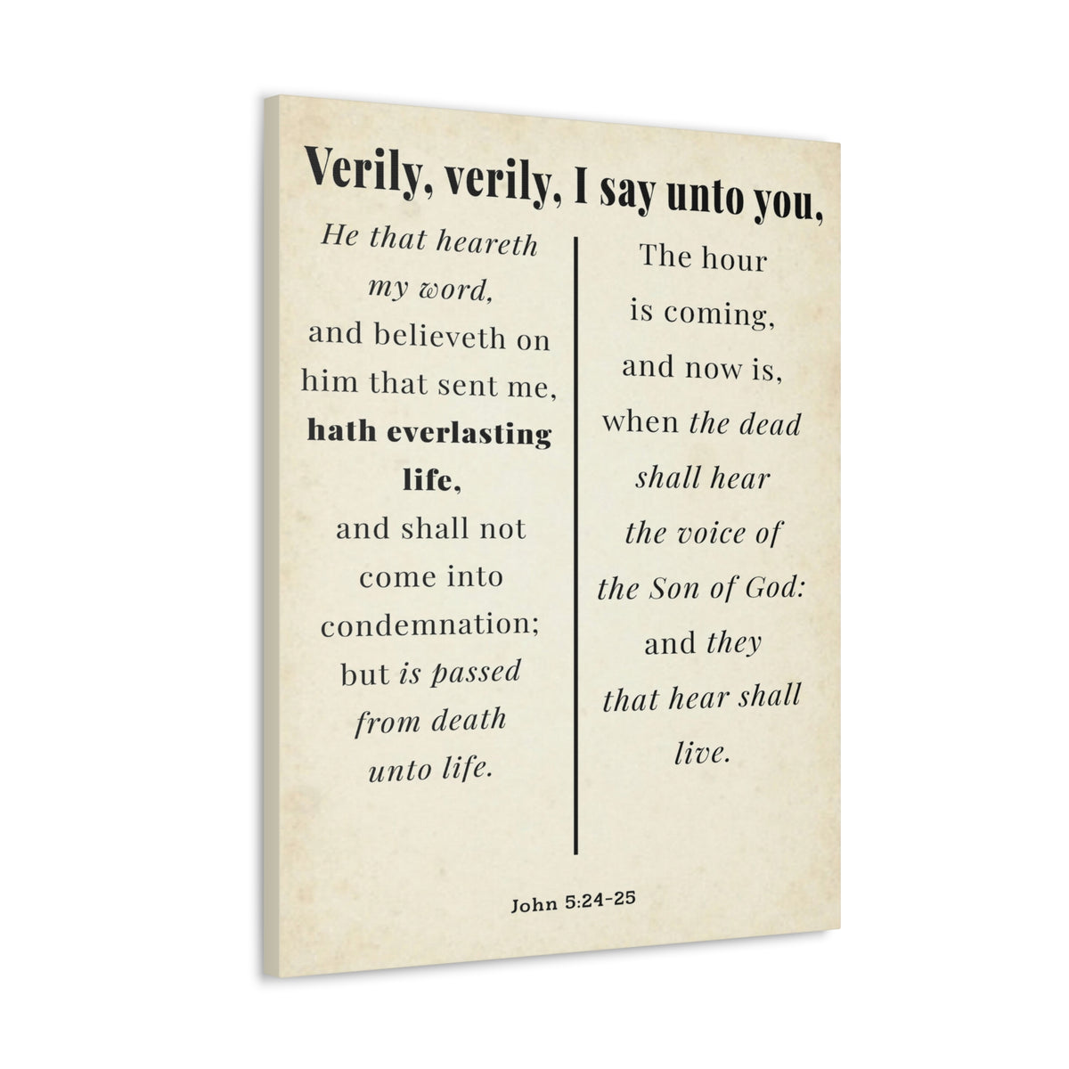 Scripture Walls John 5:24-25 Regeneration and Eternal Life Bible Verse Canvas Christian Wall Art Ready to Hang Unframed-Express Your Love Gifts