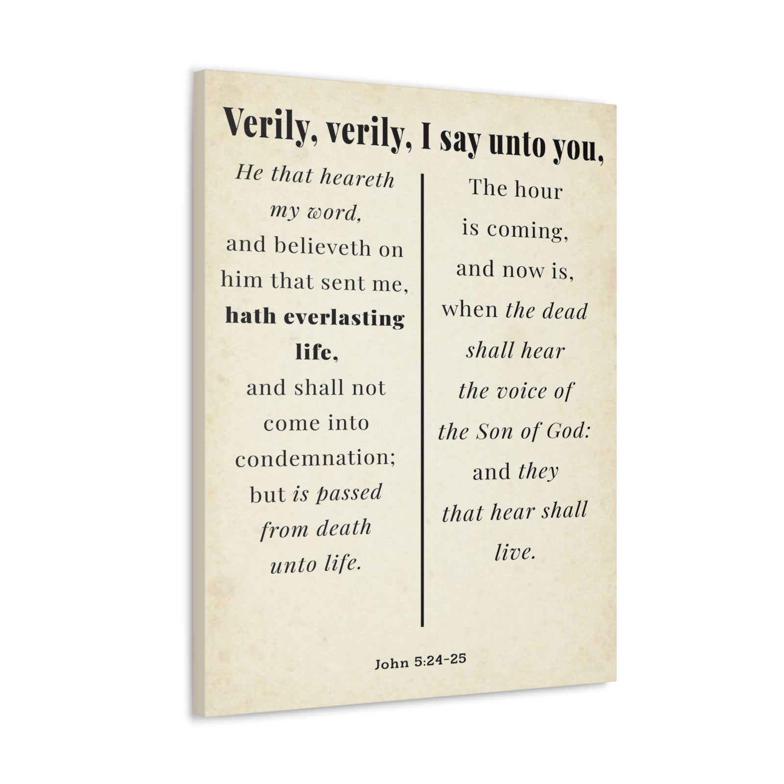 Scripture Walls John 5:24-25 Regeneration and Eternal Life Bible Verse Canvas Christian Wall Art Ready to Hang Unframed-Express Your Love Gifts