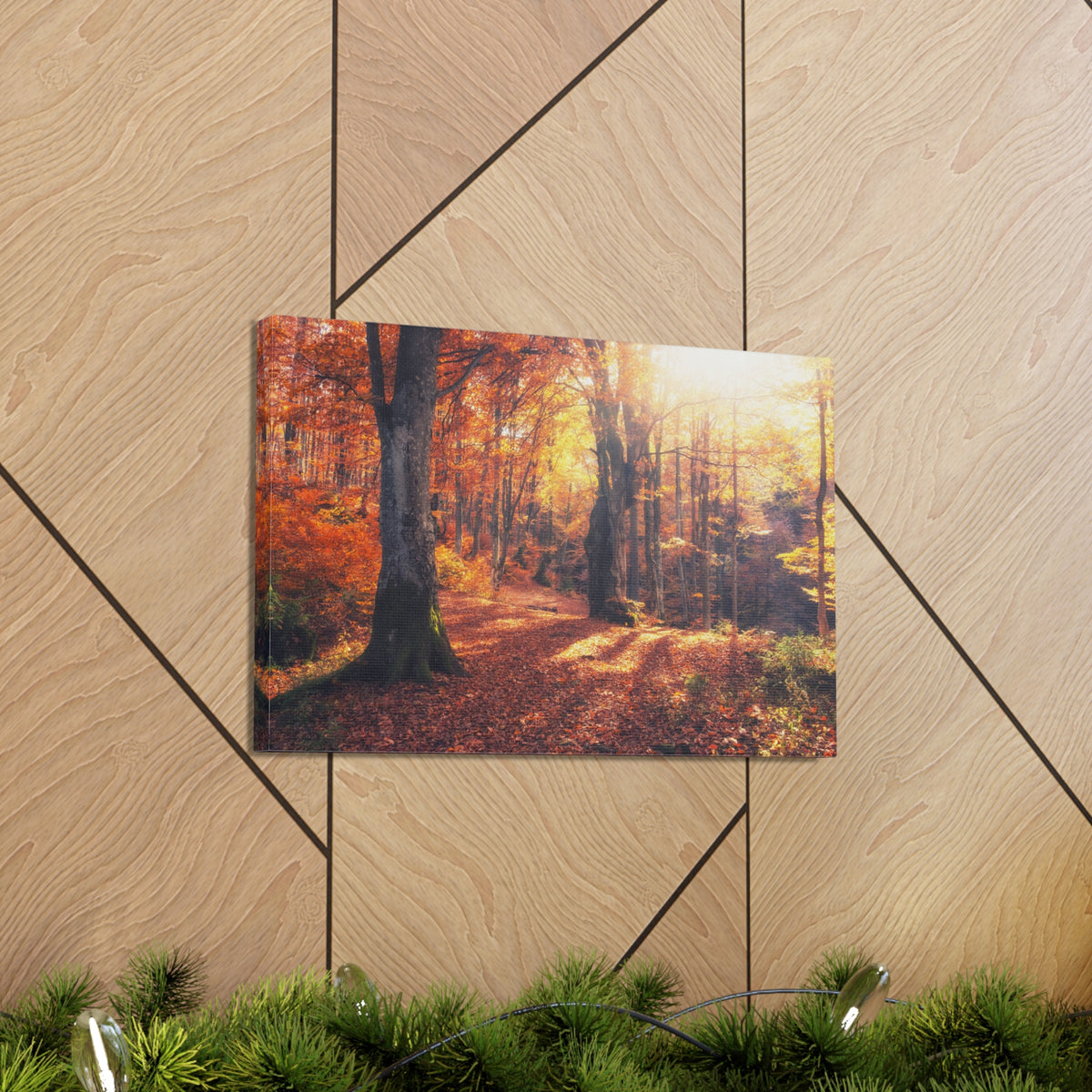 Orange Tree Sunlight Autumn Forest Nature Wilderness Photography Canvas Wall Art for Home Decor Ready-to-Hang-Express Your Love Gifts