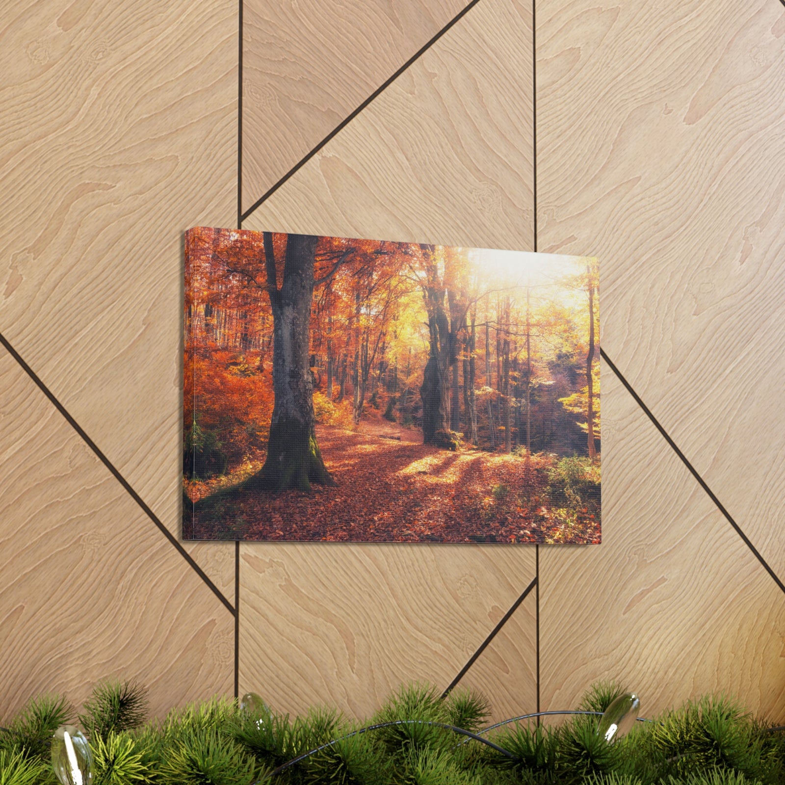 Orange Tree Sunlight Autumn Forest Nature Wilderness Photography Canvas Wall Art for Home Decor Ready-to-Hang-Express Your Love Gifts