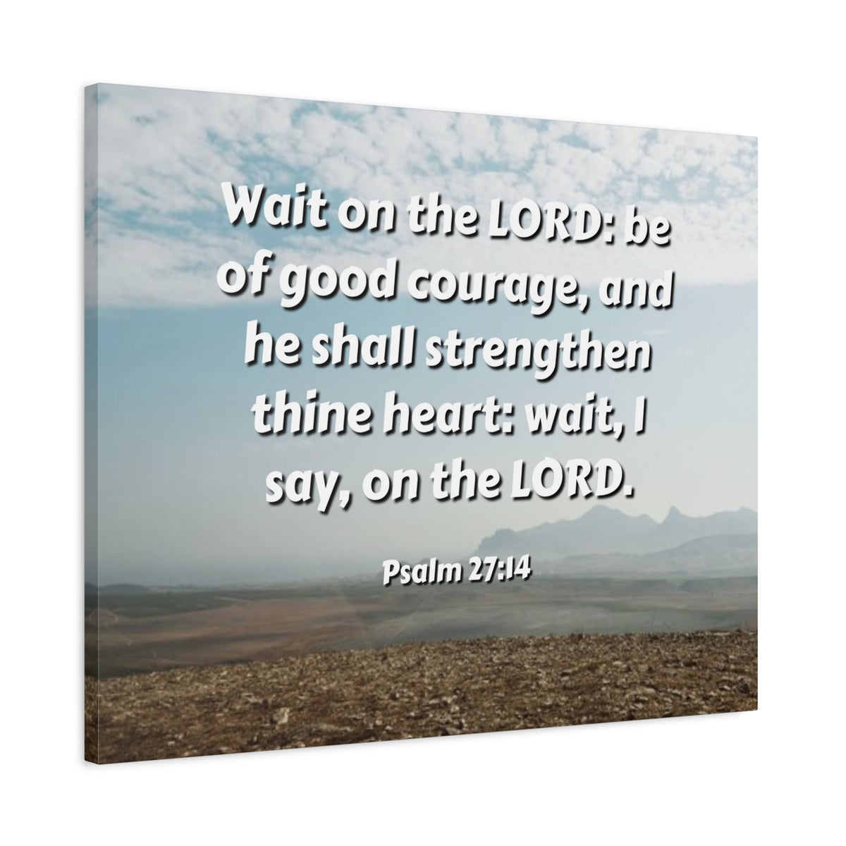 Scripture Canvas Strengthen Thine Heart Psalms 27:14 Christian Wall Art Bible Verse Print Ready to Hang-Express Your Love Gifts