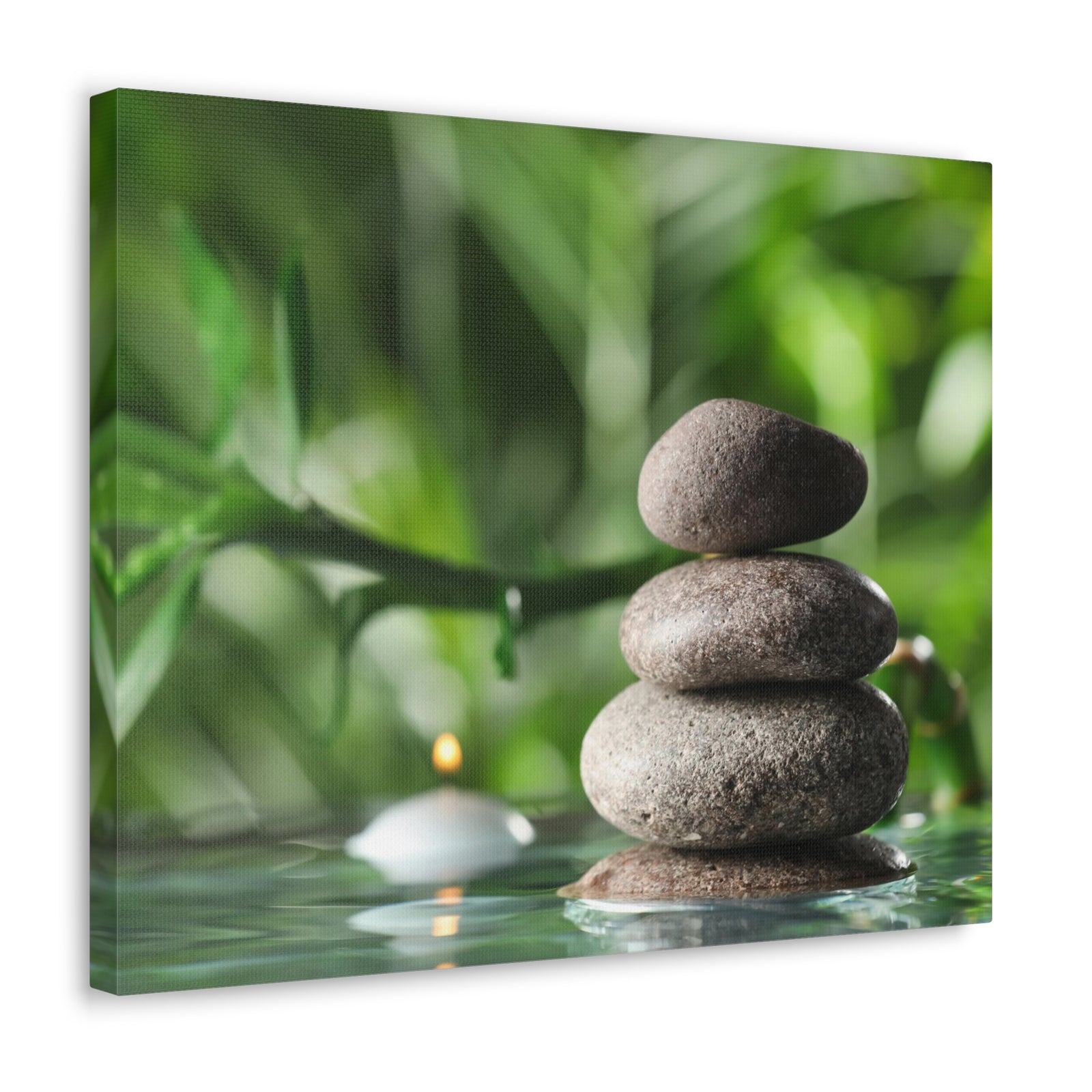Candle with Bamboo Stem Forest Floral Nature Photography Canvas Wall Art for Home Decor Ready-to-Hang-Express Your Love Gifts