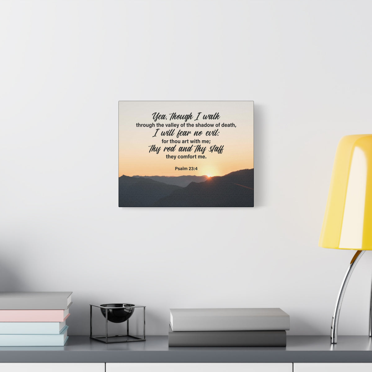 Bible Verse Canvas I WIll Fear No Evil Psalm 23:4 Wall Art Christian Home Decor Psalm 23:4-Express Your Love Gifts