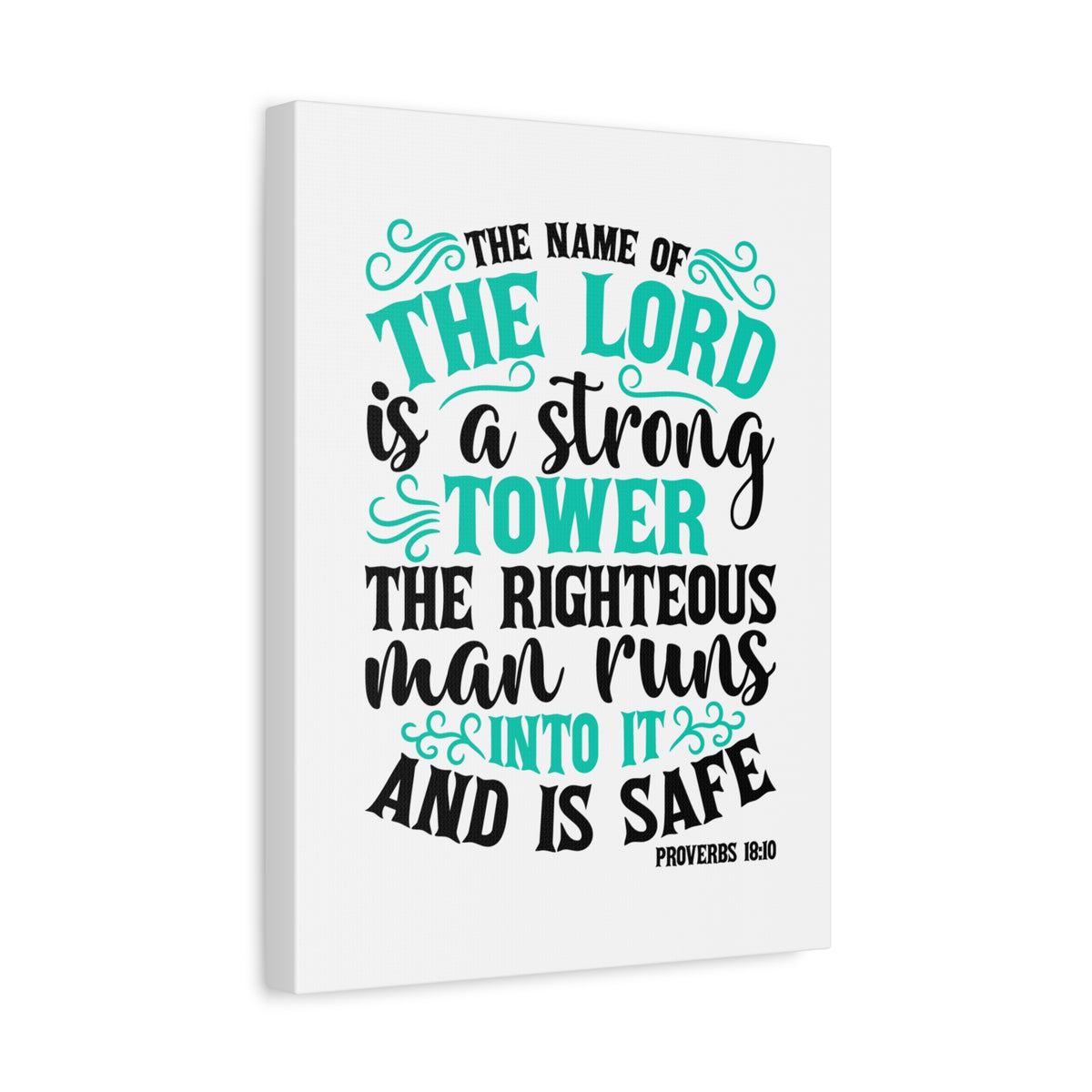 Scripture Canvas The Lord Is A Strong Tower Proverbs 18:10 Christian Wall Art Bible Verse Print Ready to Hang-Express Your Love Gifts
