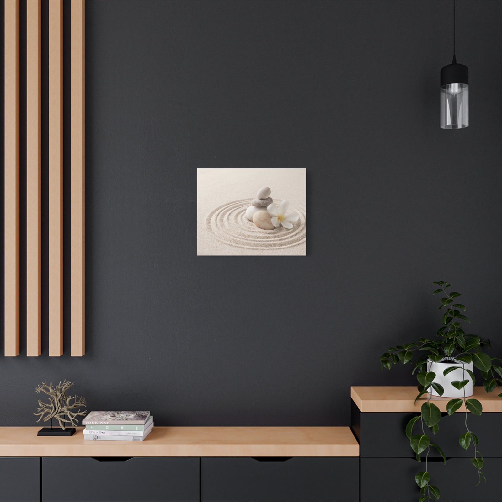 Stacked Zen Stones Forest Floral Nature Photography Canvas Wall Art for Home Decor Ready-to-Hang-Express Your Love Gifts