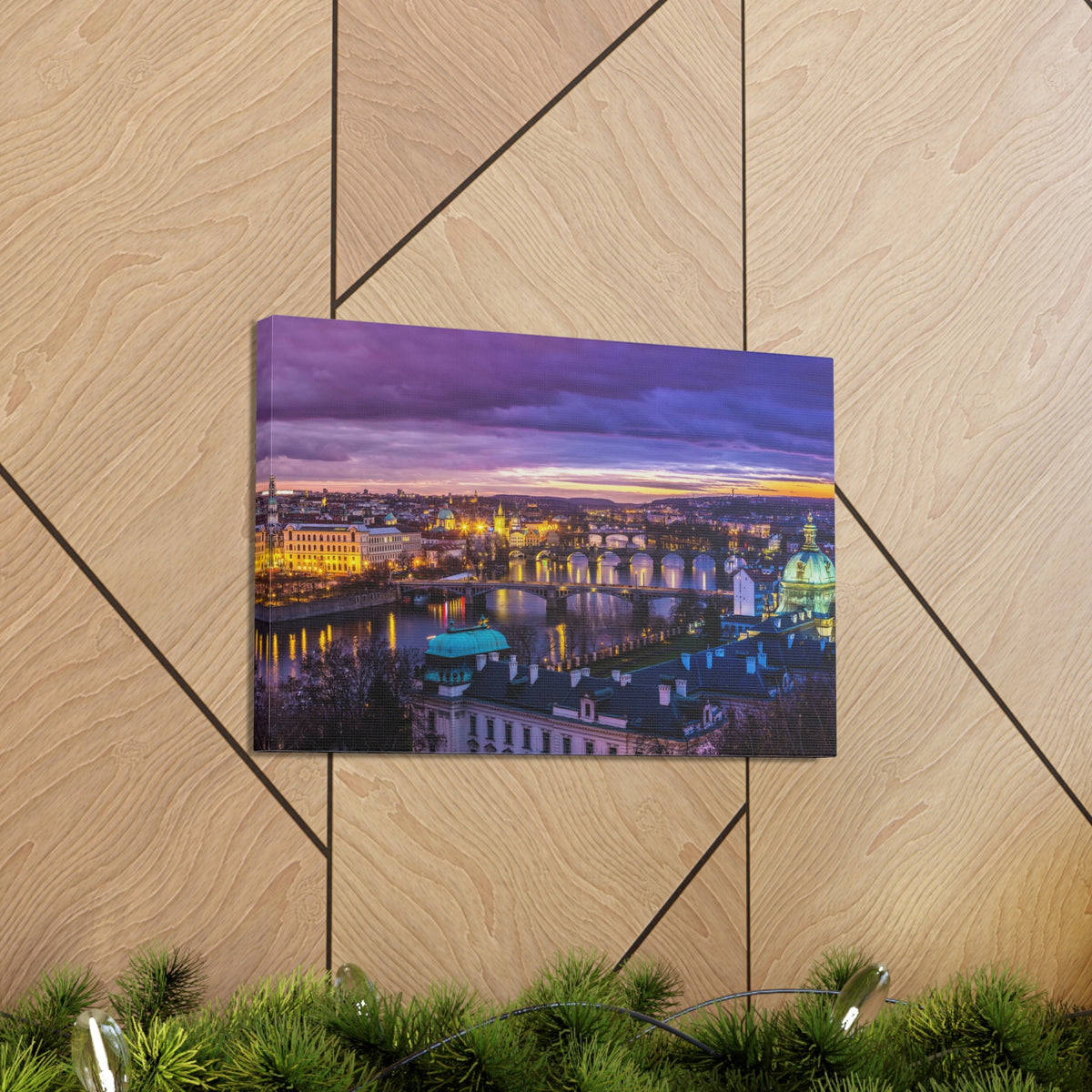 Prague Night Skyline Canvas Artwork High-Quality Breathtaking Stunning Cityscape for Home Decor Ready to Hang-Express Your Love Gifts