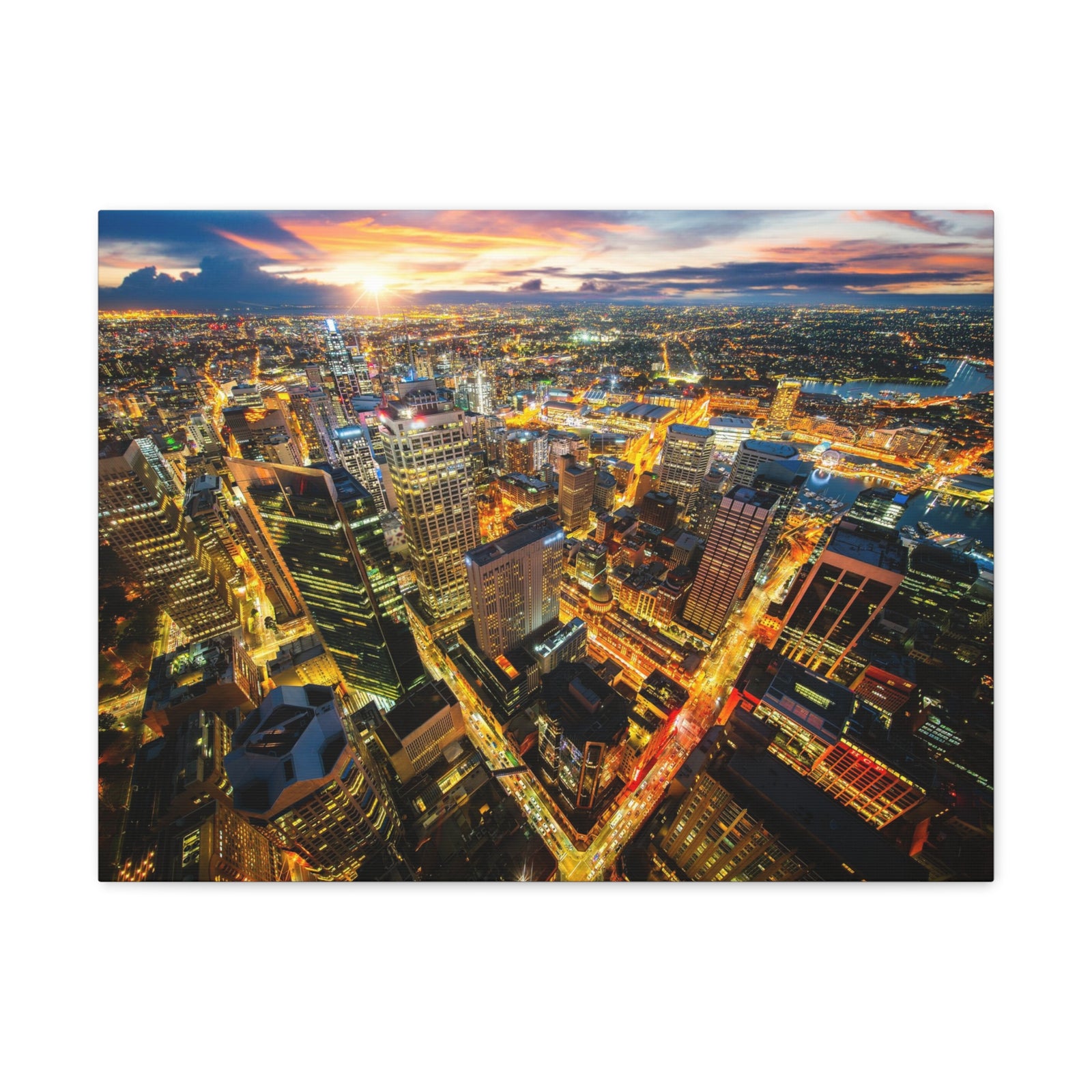 Sydney Night Skyline Canvas Artwork High-Quality Breathtaking Stunning Cityscape for Home Decor Ready to Hang-Express Your Love Gifts