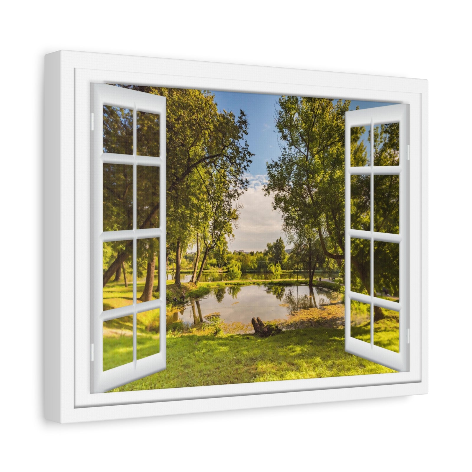 Canvas Print Wall Art Window Lake View Nature Photography Realism Scenic Landscape Colorful Multicolor for Home Decor Ready to Hang-Express Your Love Gifts