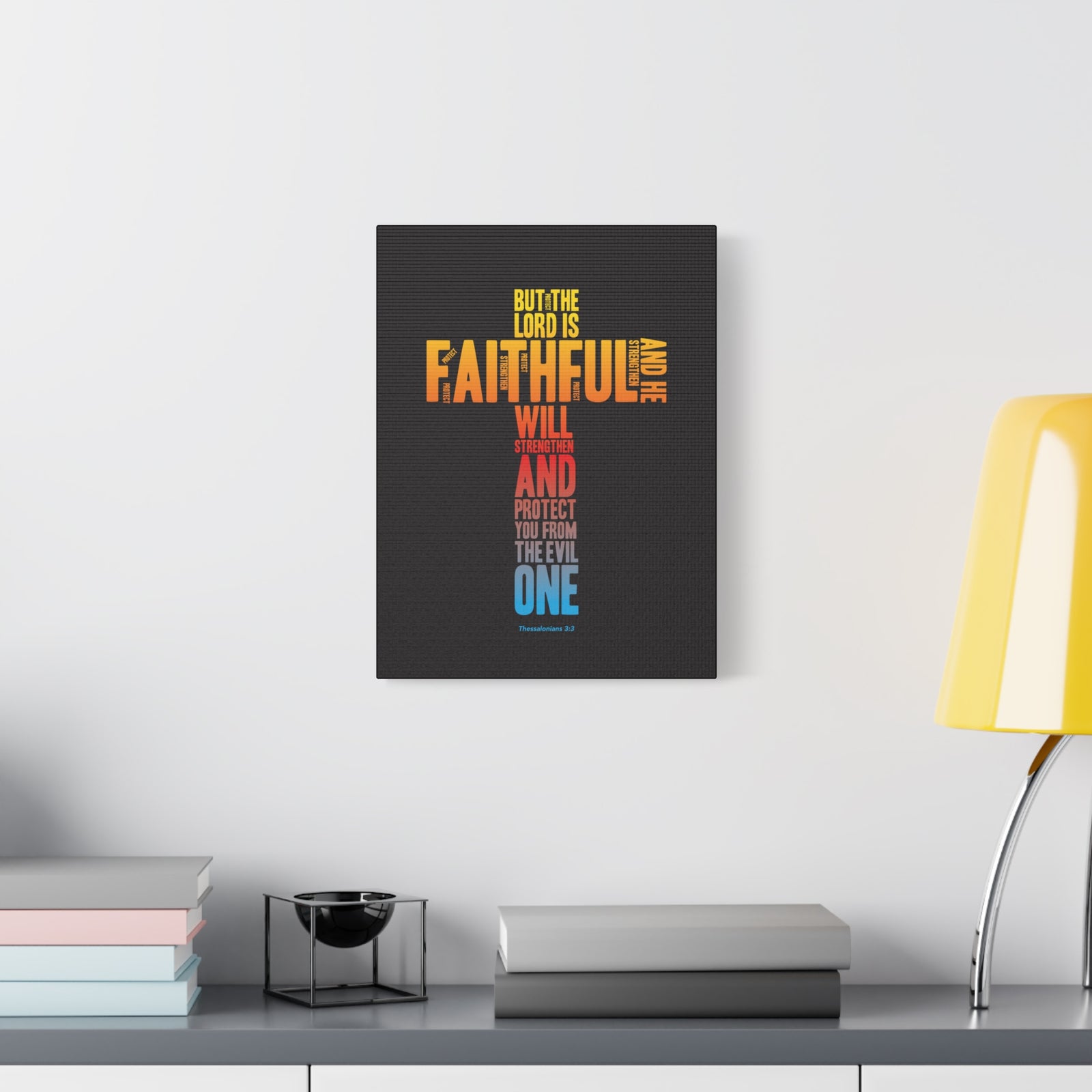 Scripture Canvas Protect You From Evil Thessalonian 3:3 Christian Wall Art Bible Verse Print Ready to Hang-Express Your Love Gifts