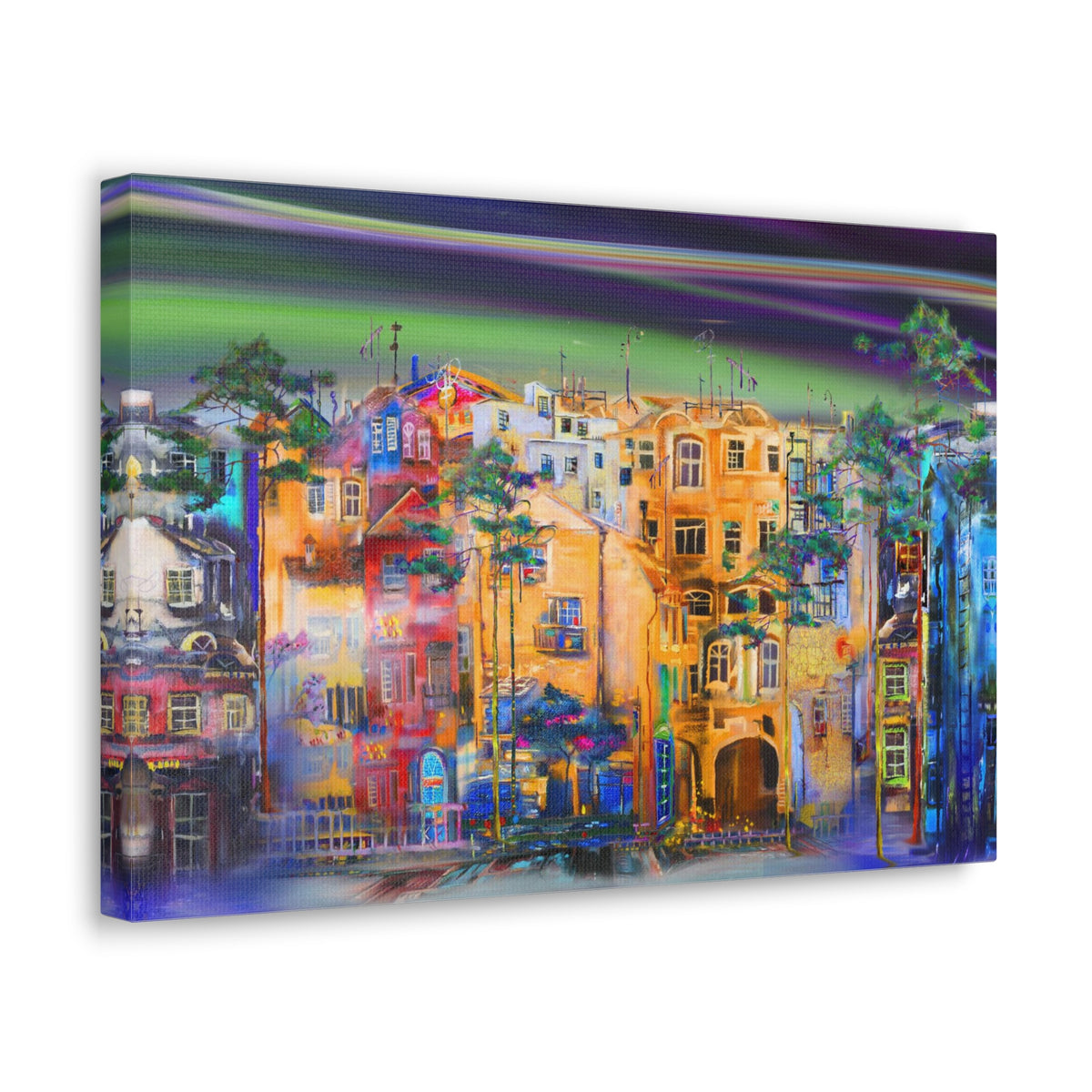 City Skyline Night Street Canvas Wall Art for Home Decor Ready-to-Hang-Express Your Love Gifts