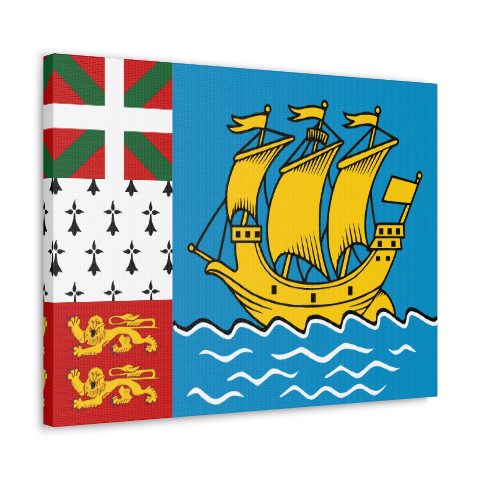 Saint Pierre and Miquelon Country Flag Canvas Vibrant Wall Art Unframed Home Decor-Express Your Love Gifts