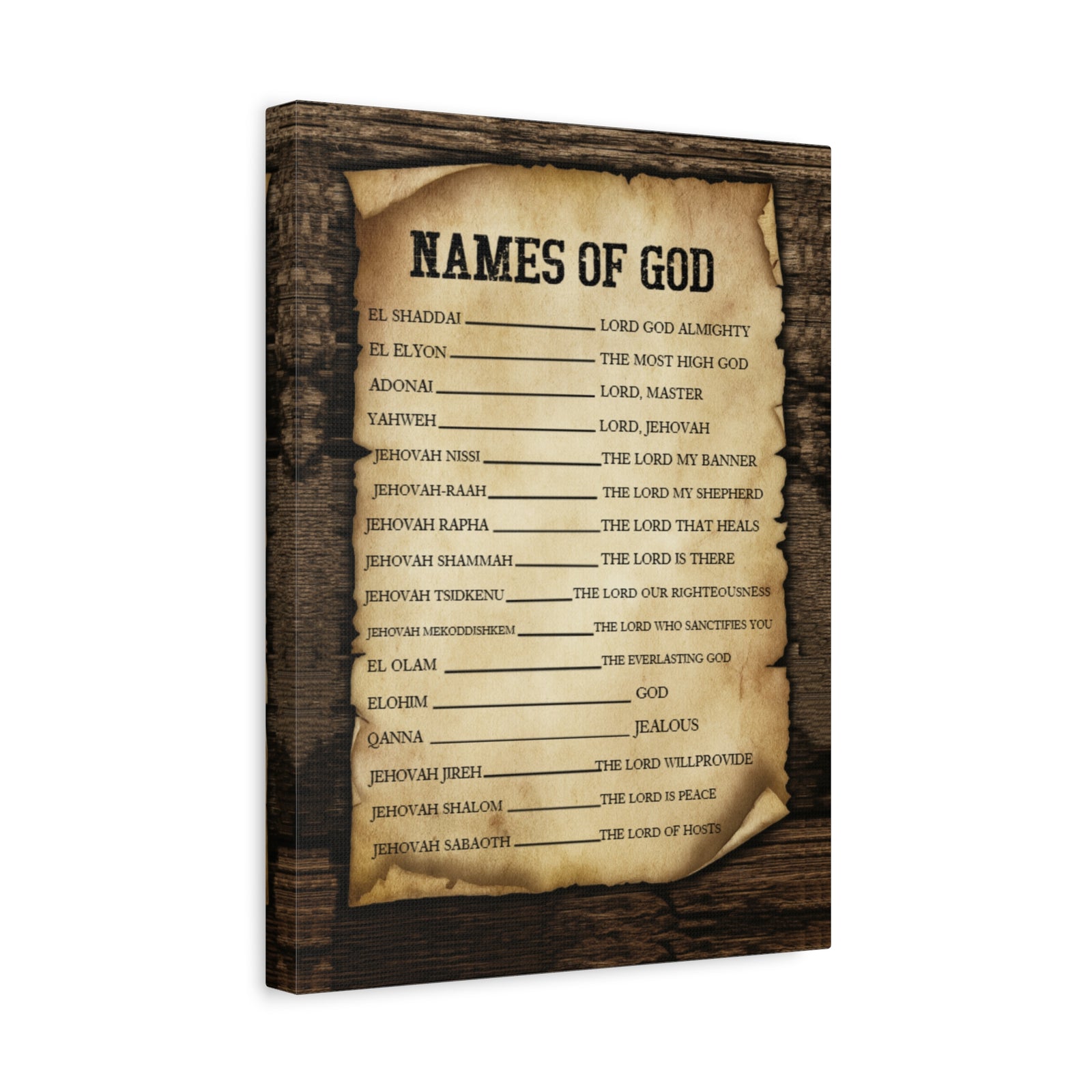 Scripture Canvas Names of God Christian Wall Art Bible Verse Print Ready to Hang-Express Your Love Gifts