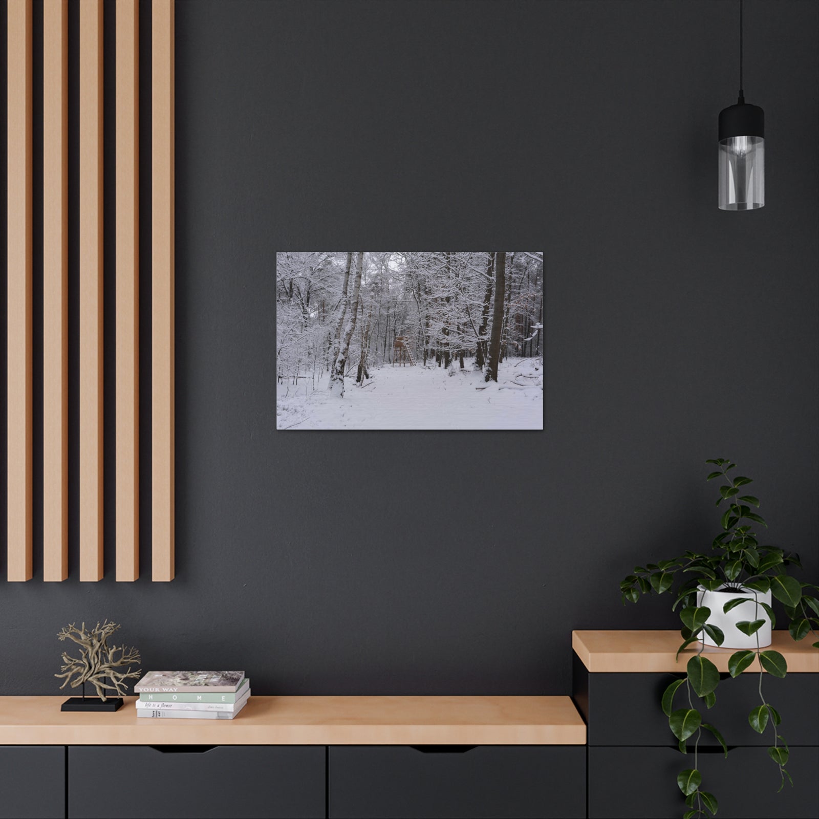 Forest Winter Tree Snow Nature Wilderness Photography Canvas Wall Art for Home Decor Ready-to-Hang-Express Your Love Gifts