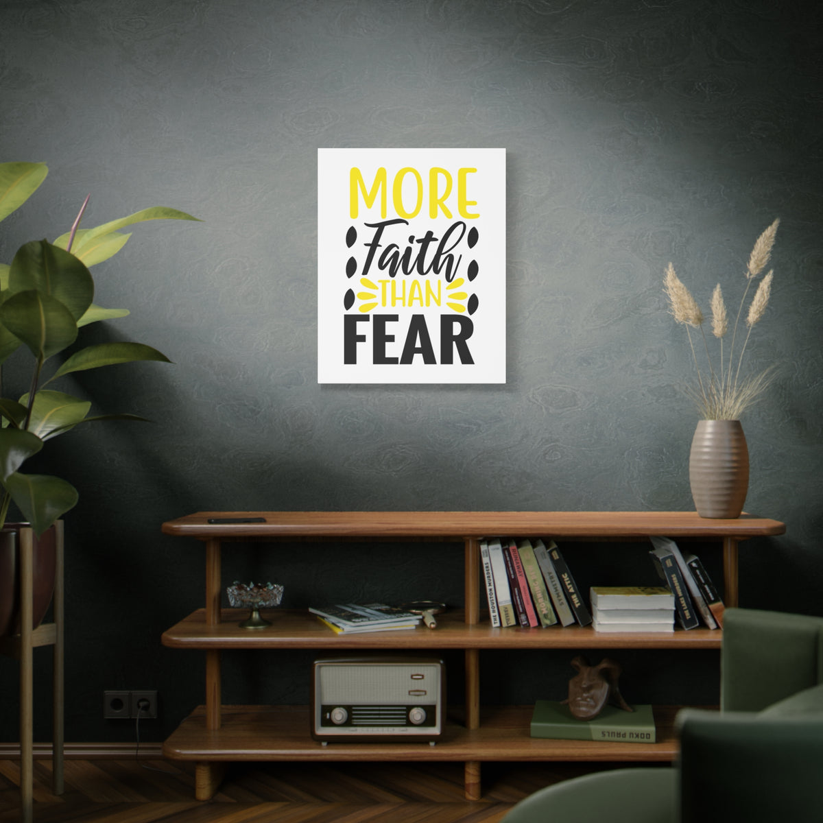 Scripture Canvas More Faith Than Psalm 34:4 Christian Wall Art Print Ready to Hang-Express Your Love Gifts