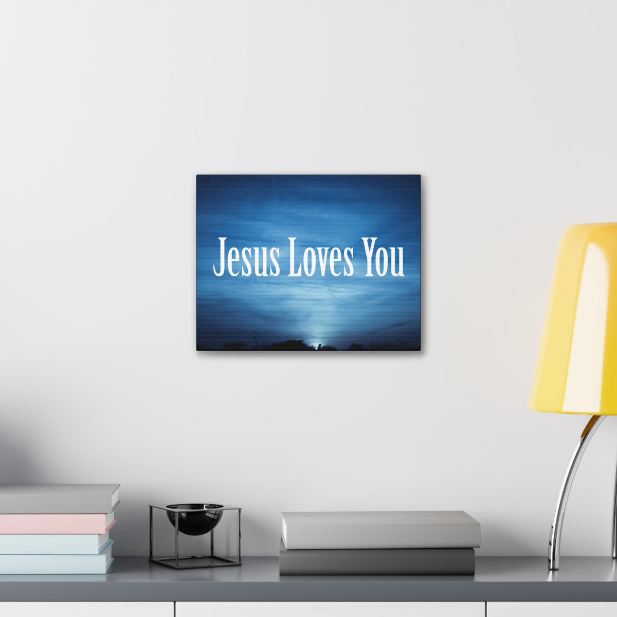 Scripture Canvas Jesus Loves You John 3:16 Dark Blue Sky Christian Wall Art Bible Verse Print Ready to Hang-Express Your Love Gifts