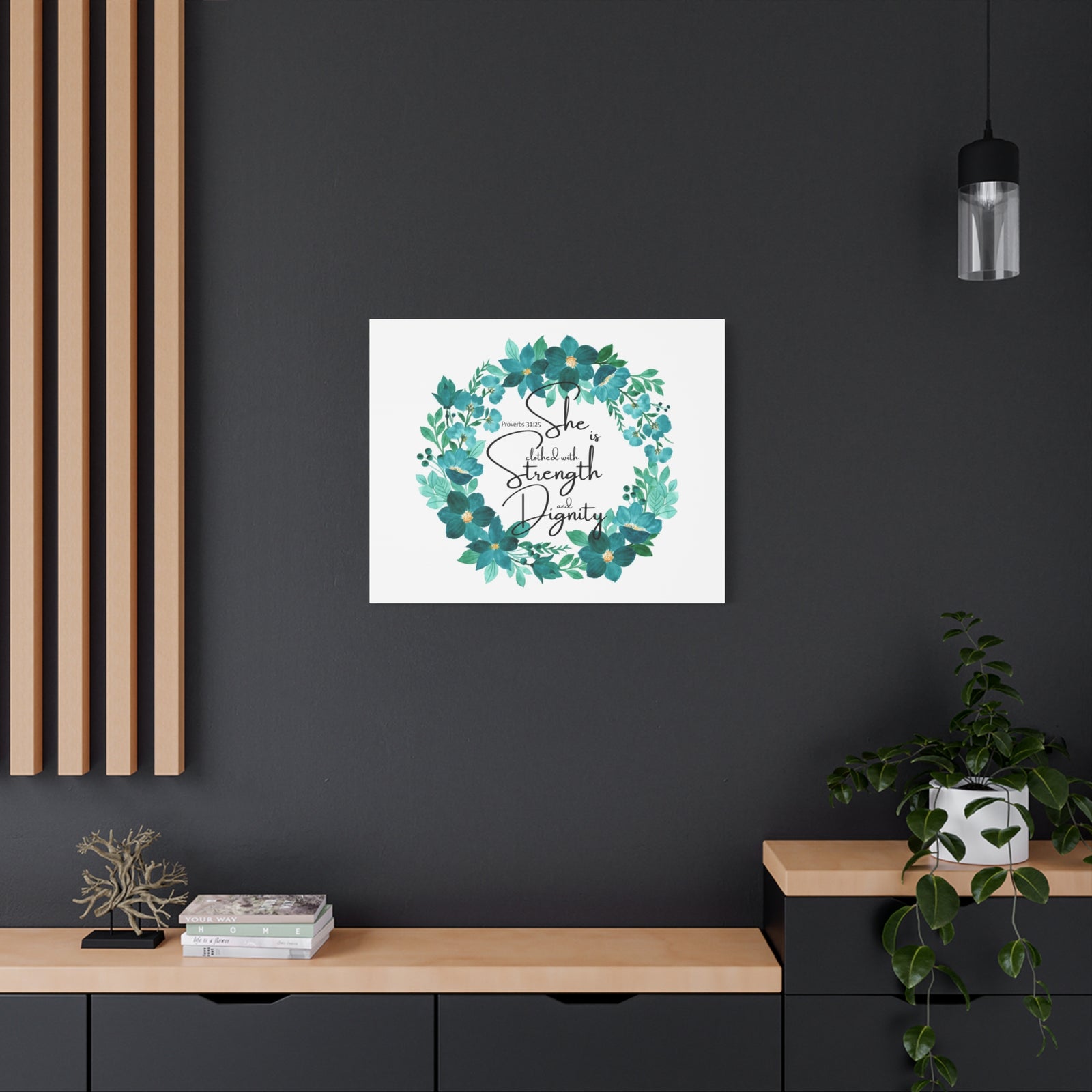Scripture Walls Proverbs 31:25 Strength And Dignity Within Her Bible Verse Canvas Christian Wall Art Ready to Hang Unframed-Express Your Love Gifts