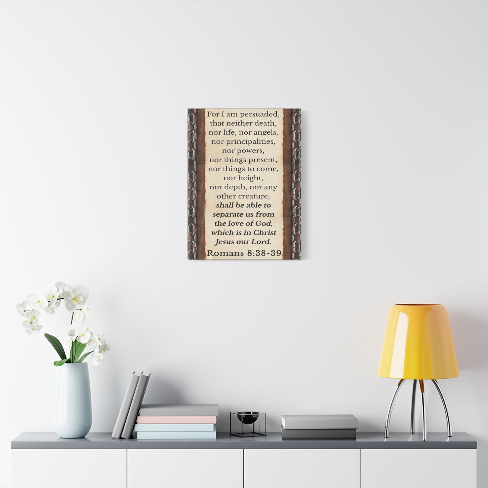 Scripture Walls Romans 8:38-39 Chain Bible Verse Canvas Christian Wall Art Ready to Hang Unframed-Express Your Love Gifts