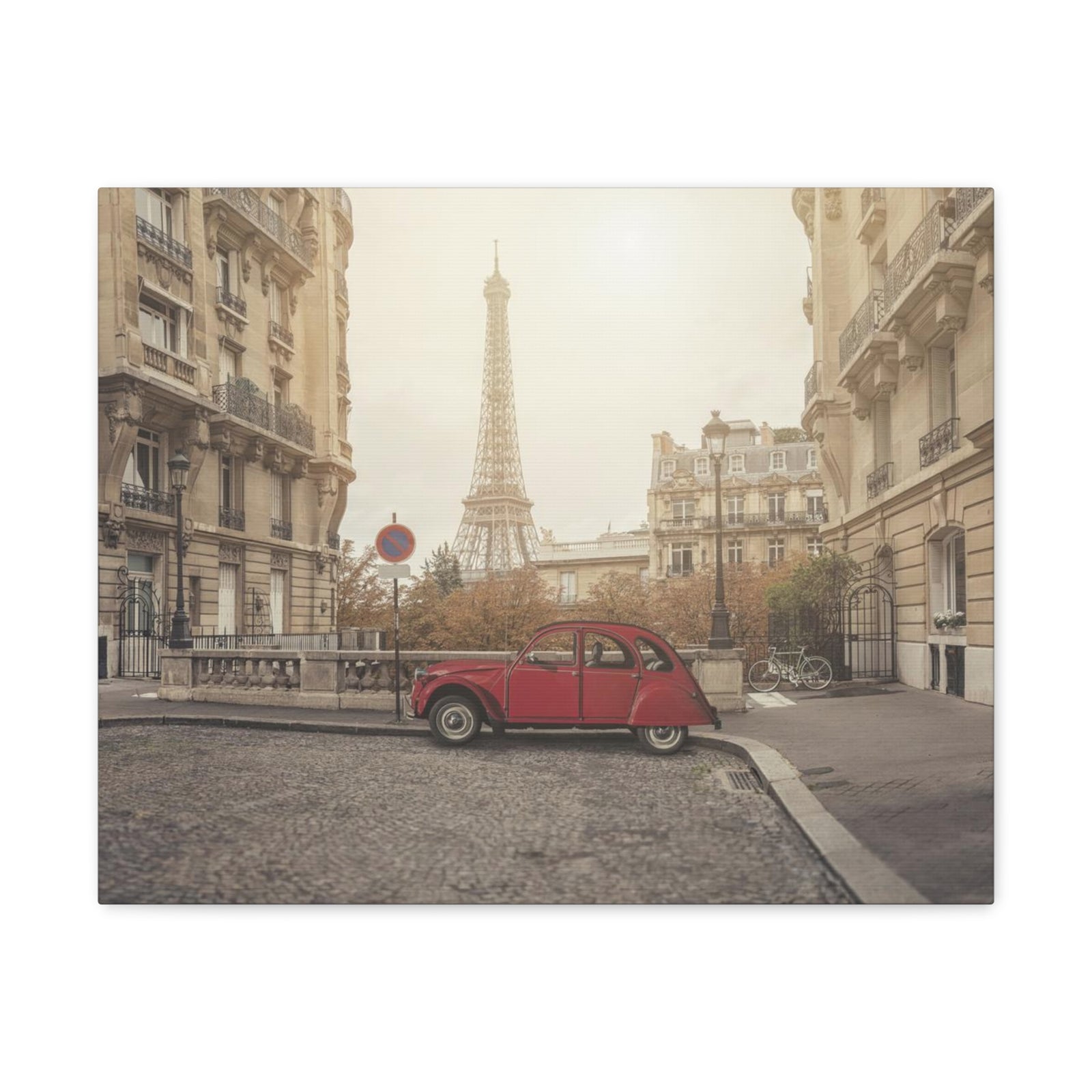 Eiffel Tower Retro Bike Paris Sunset Skyline Canvas Artwork High-Quality Breathtaking Stunning Cityscape Home Decor Ready to Hang-Express Your Love Gifts