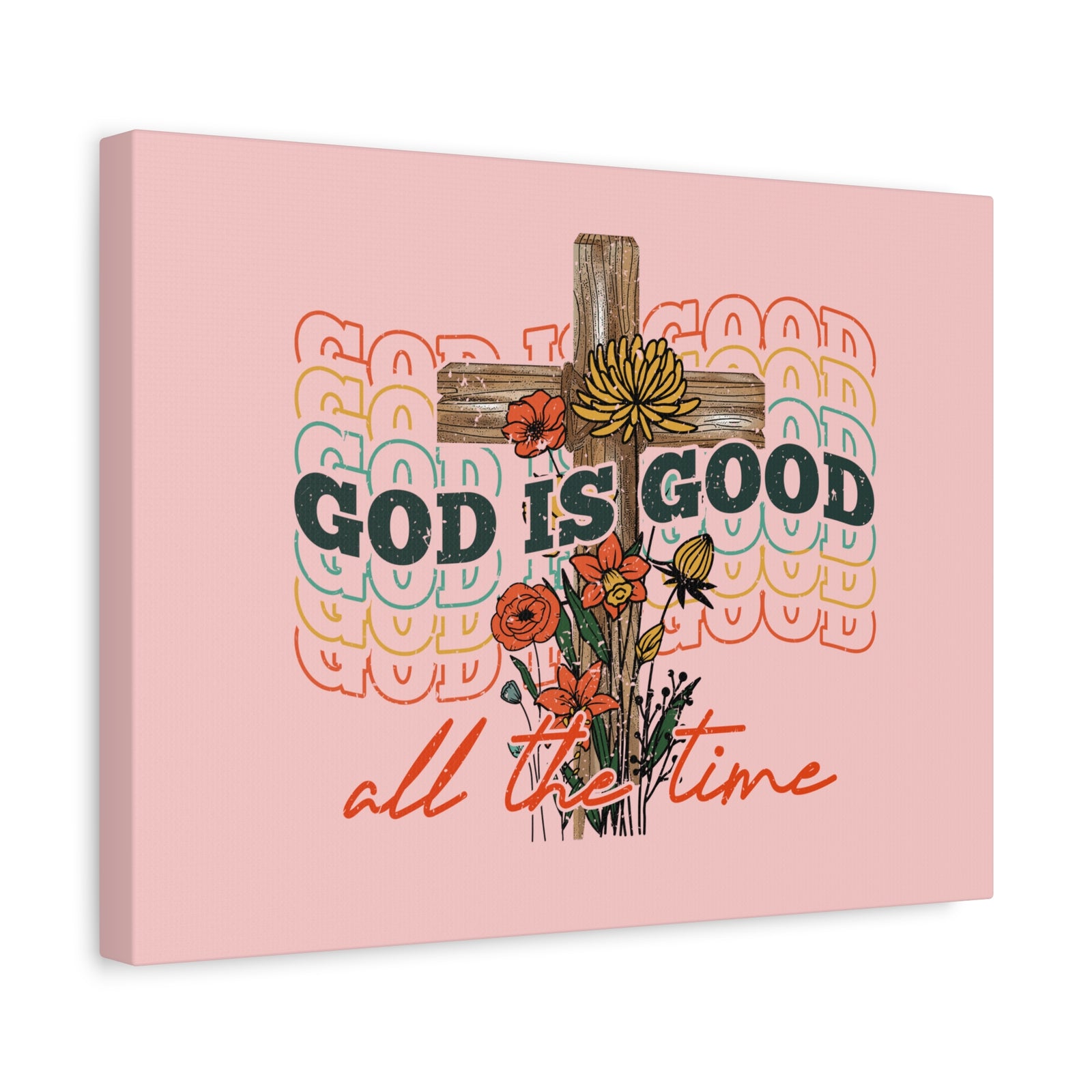Scripture Canvas God Is Good Psalm 100:5 Light Red Christian Wall Art Bible Verse Print Ready to Hang-Express Your Love Gifts