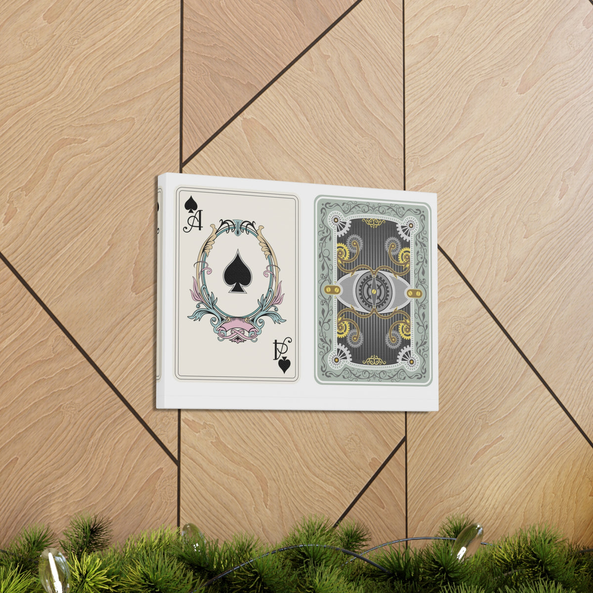 Steampunk Style Ace Of Spades Playing Card Canvas Wall Art for Home Decor Ready-to-Hang-Express Your Love Gifts