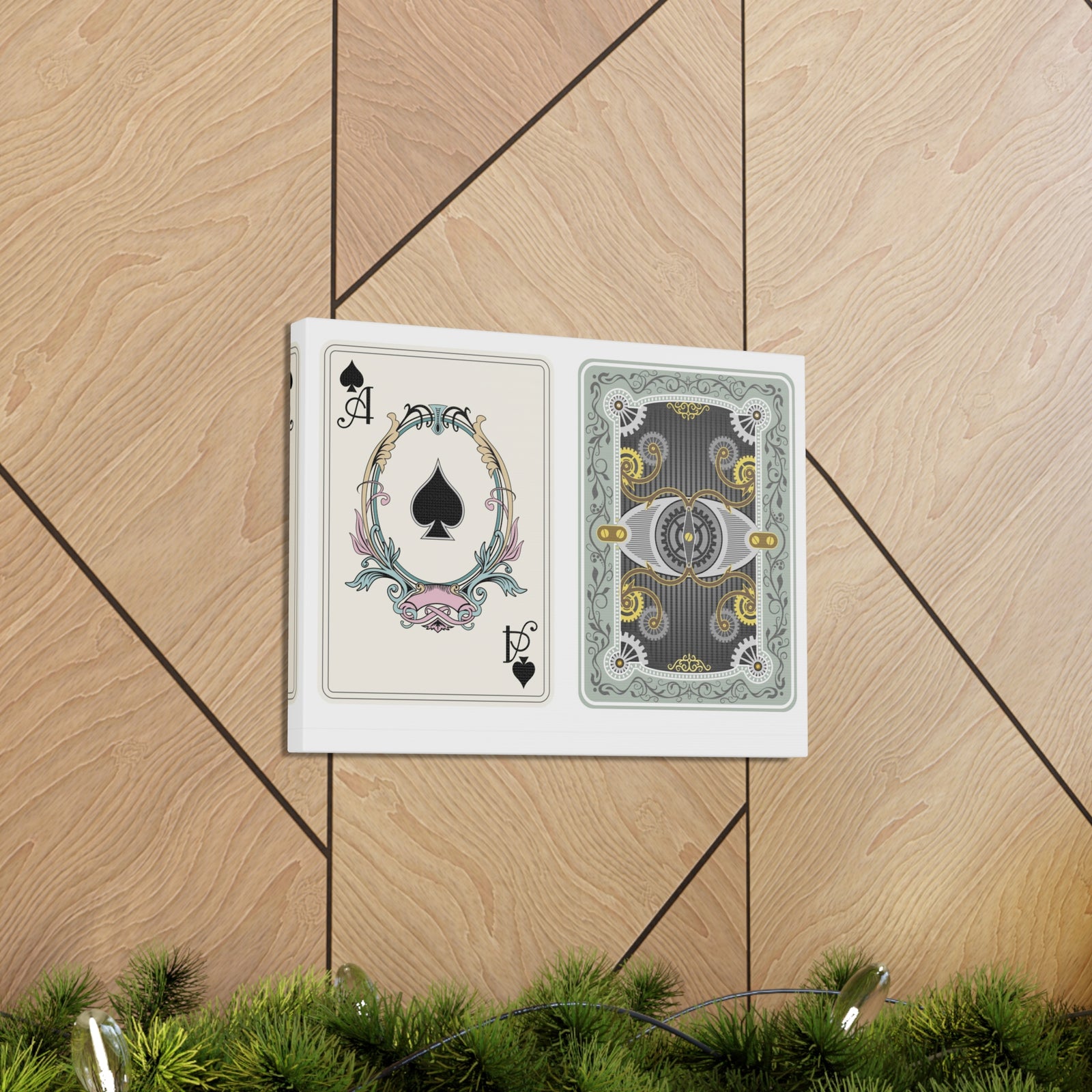 Steampunk Style Ace Of Spades Playing Card Canvas Wall Art for Home Decor Ready-to-Hang-Express Your Love Gifts