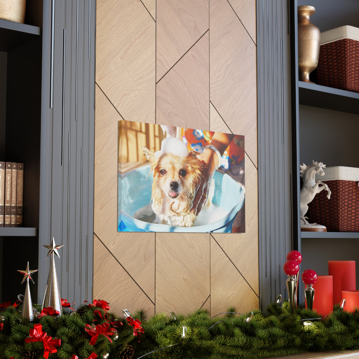 Cute Pomeranian Bathee Canvas Wall Art for Home Decor Ready-to-Hang-Express Your Love Gifts