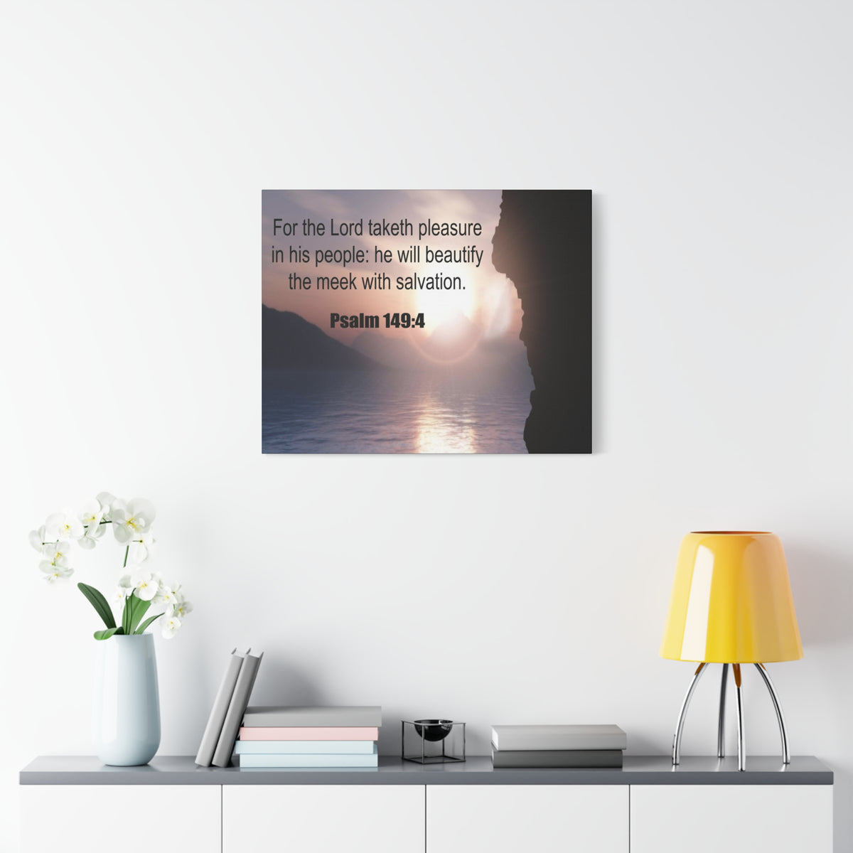 Scripture Canvas Beutify the Meek Psalm 149:4 Christian Wall Art Bible Verse Print Ready to Hang-Express Your Love Gifts