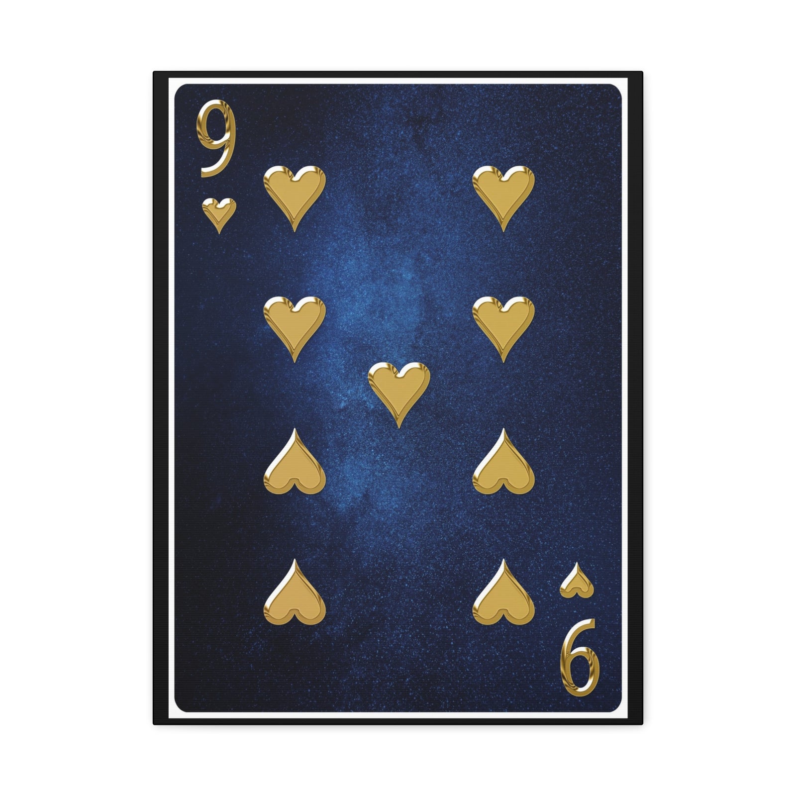 Nine Of Hearts Space Background Playing Card Canvas Wall Art for Home Decor Ready-to-Hang-Express Your Love Gifts