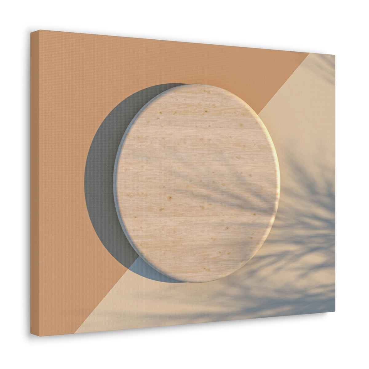 Round Wood Natural Element Canvas Wall Art for Home Decor Ready-to-Hang-Express Your Love Gifts