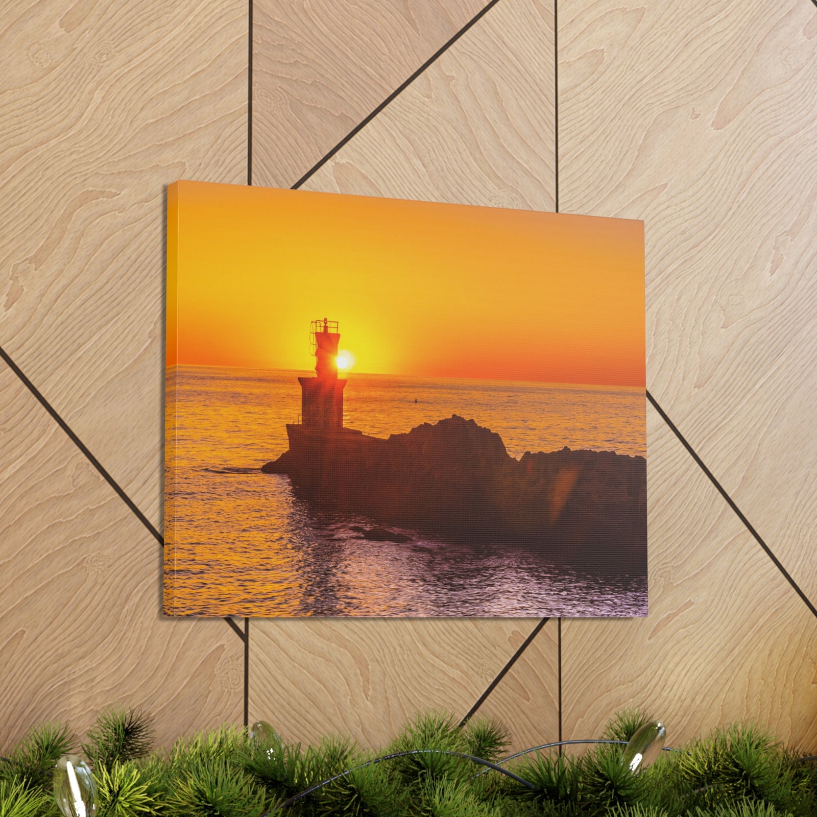 Sun Lighthouse Sunset Forest Floral Nature Photography Canvas Wall Art for Home Decor Ready-to-Hang-Express Your Love Gifts