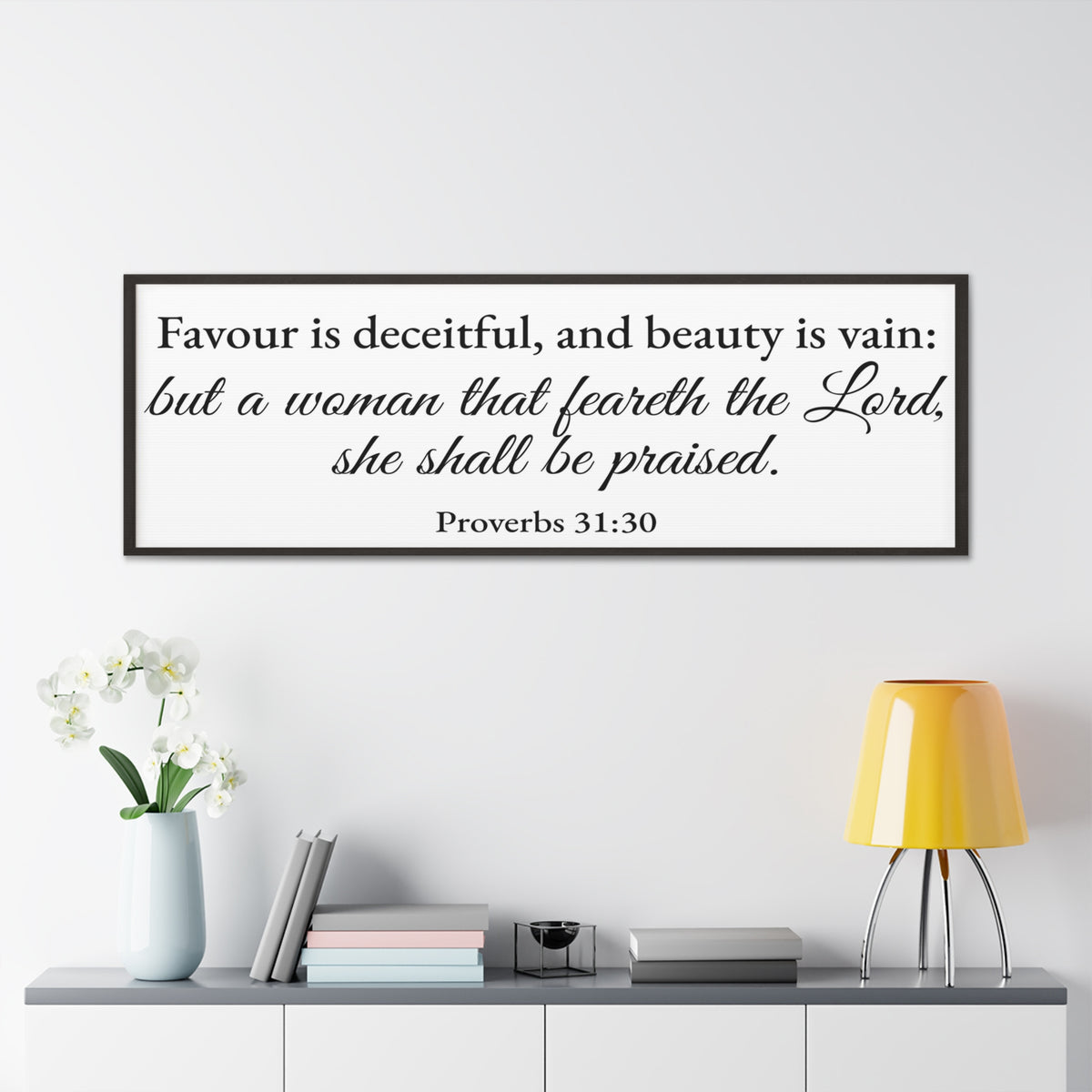 Scripture Walls Proverbs 31:30 White Bible Verse Canvas Christian Wall Art Ready to Hang Unframed-Express Your Love Gifts