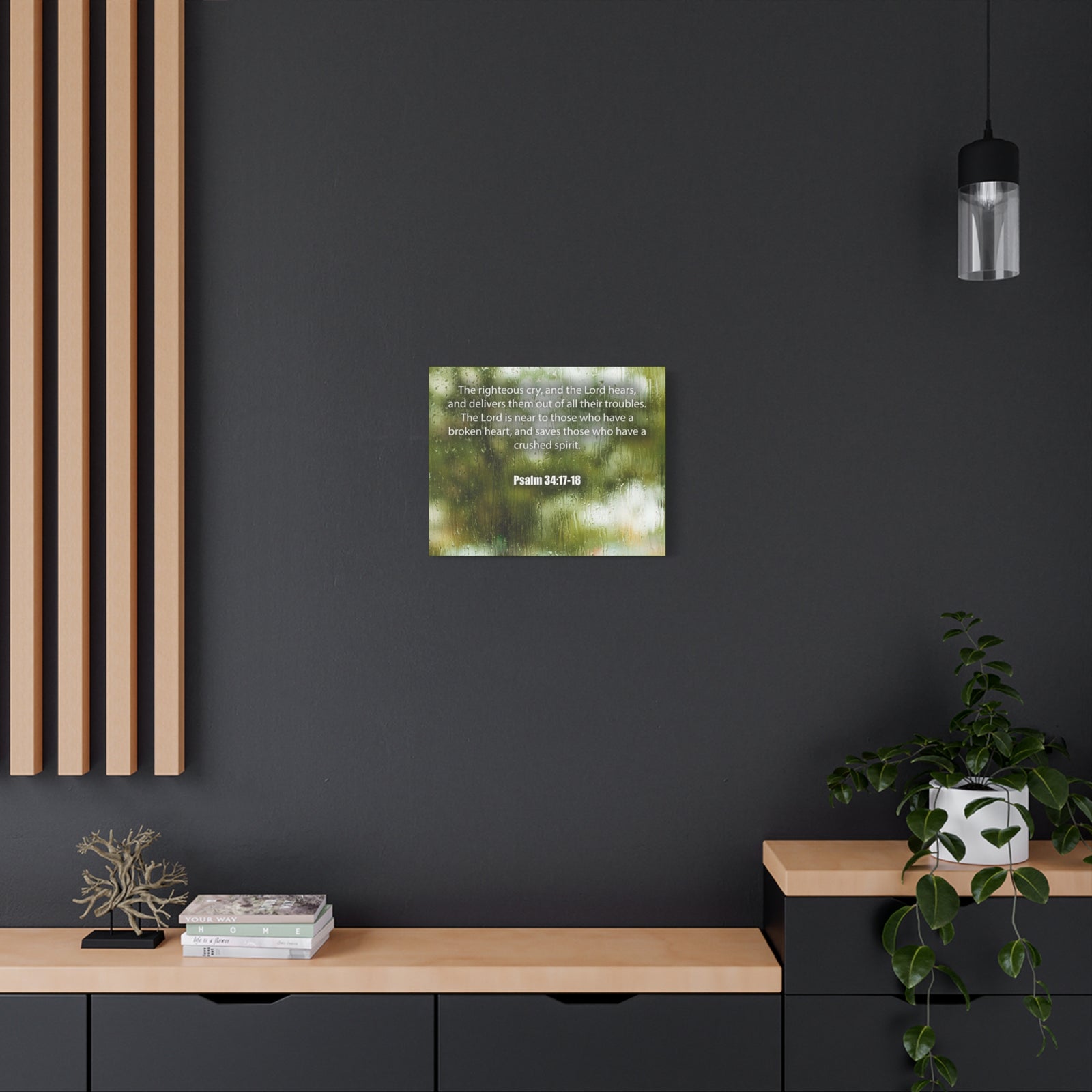 Scripture Canvas The Righteous Cry Psalm 34:17-18 Christian Wall Art Bible Verse Print Ready to Hang-Express Your Love Gifts