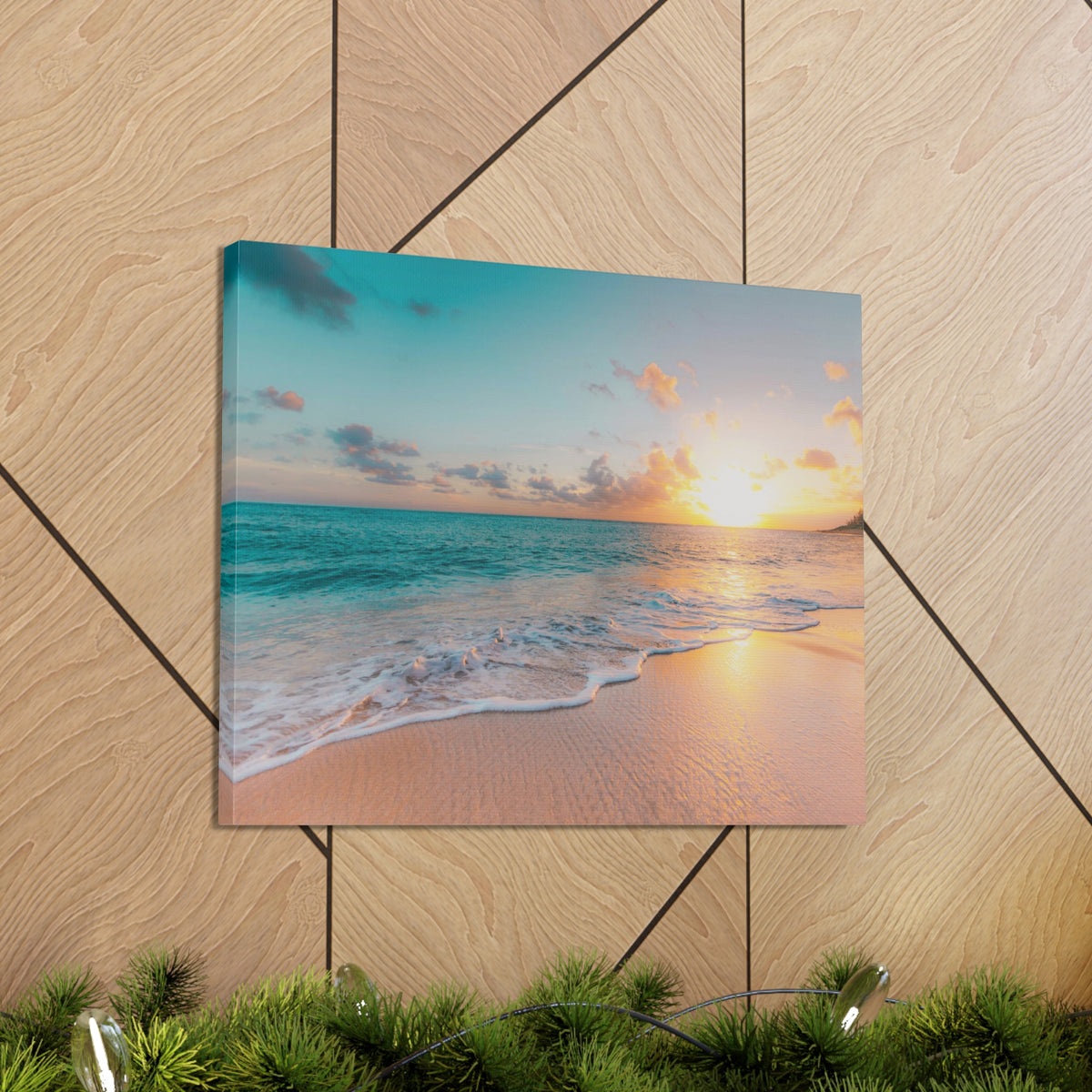 Beach Blue Sky Daylight Ocean Canvas Wall Art for Home Decor Ready-to-Hang-Express Your Love Gifts