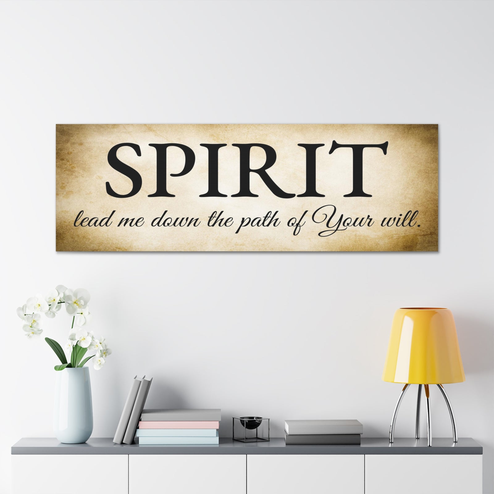 Scripture Walls Spirit Lead Me Gold Bible Verse Canvas Christian Wall Art Ready to Hang Unframed-Express Your Love Gifts