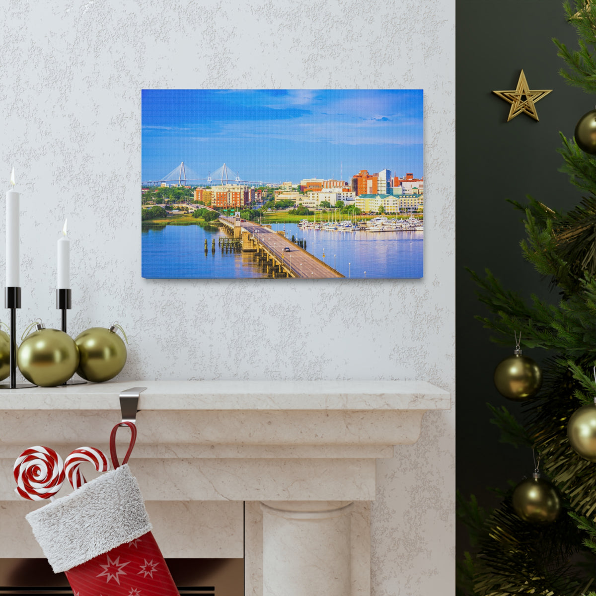 Charleston Daytime Skyline Canvas Artwork High-Quality Breathtaking Stunning Cityscape for Home Decor Ready to Hang-Express Your Love Gifts