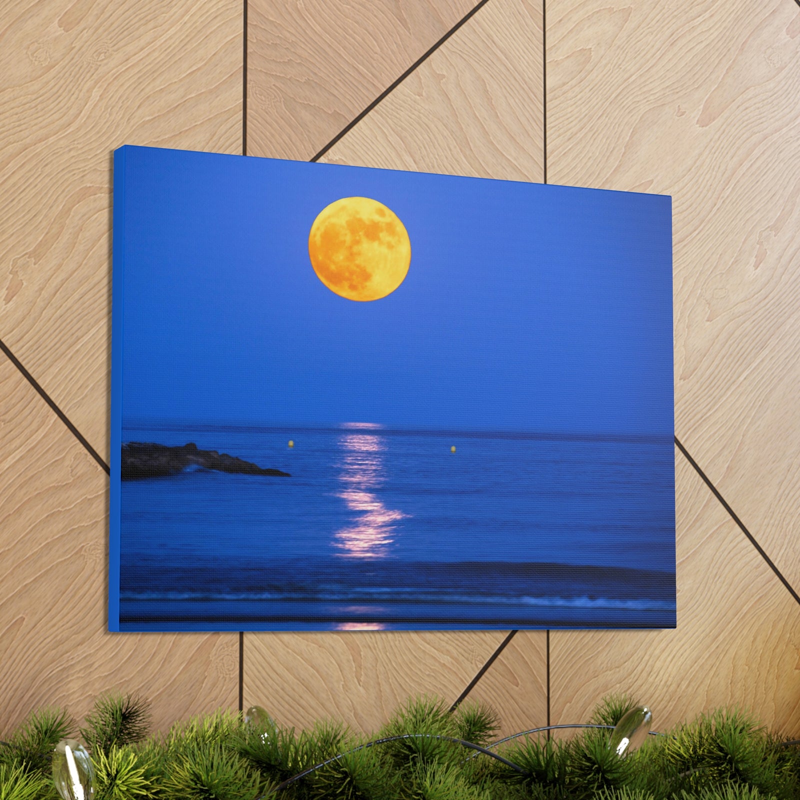 Super Moon over Seascape Sea Canvas Wall Art for Home Decor Ready-to-Hang-Express Your Love Gifts