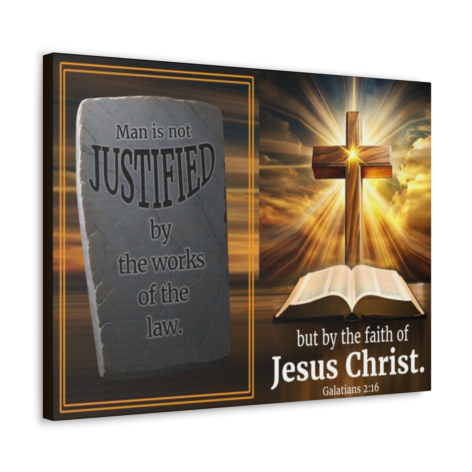 Scripture Walls Galatians 2:16 Faith & Law Bible Verse Canvas Christian Wall Art Ready to Hang Unframed-Express Your Love Gifts