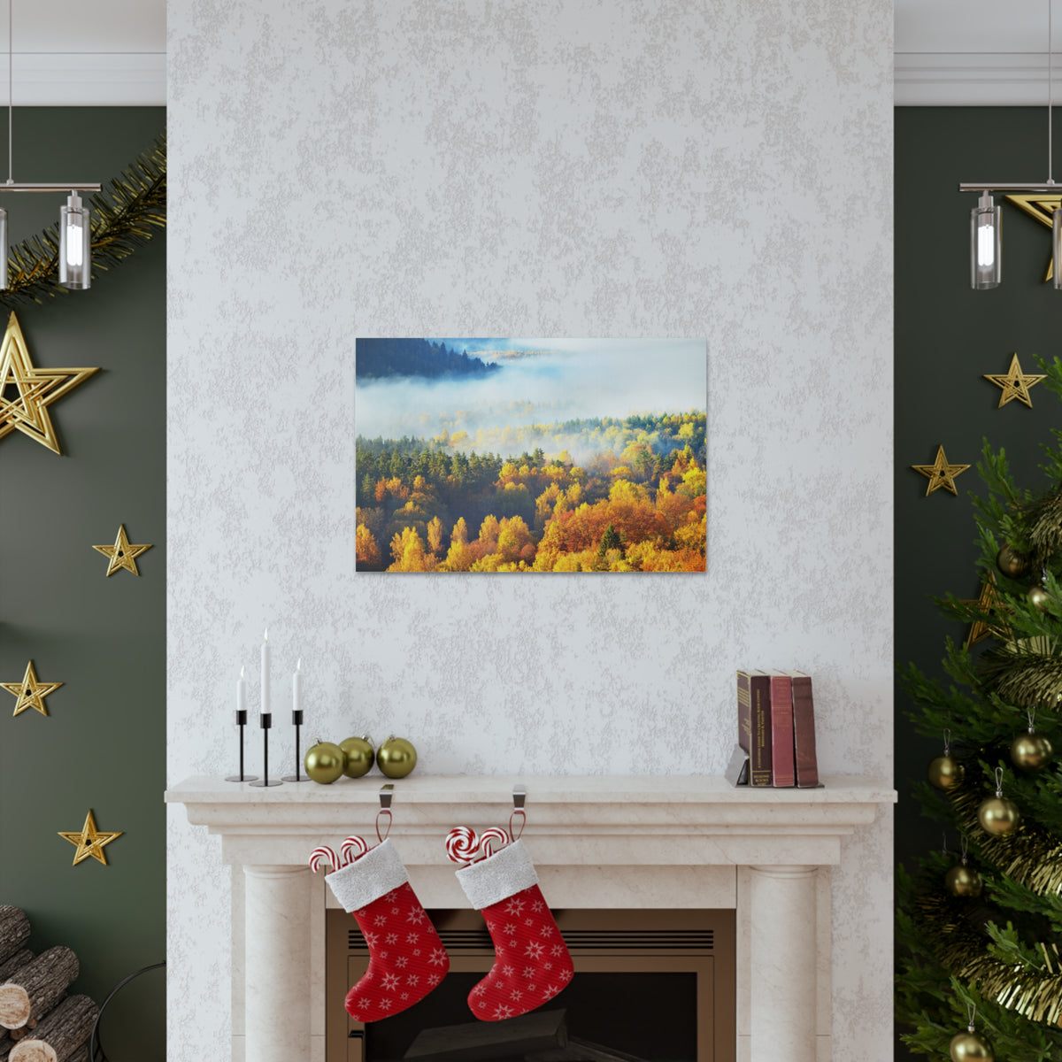 Forest Mystic Autumn Nature Wilderness Photography Canvas Wall Art for Home Decor Ready-to-Hang-Express Your Love Gifts