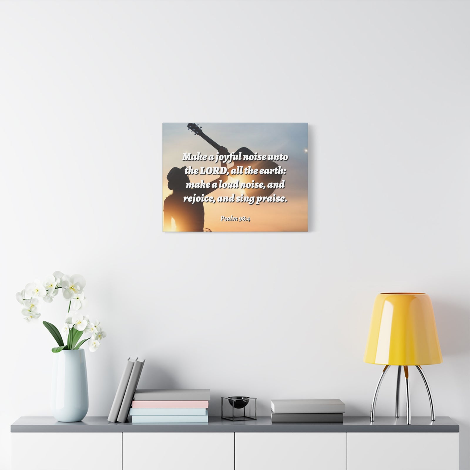 Scripture Canvas Sing Praise Psalm 98:4 Christian Wall Art Bible Verse Print Ready to Hang-Express Your Love Gifts
