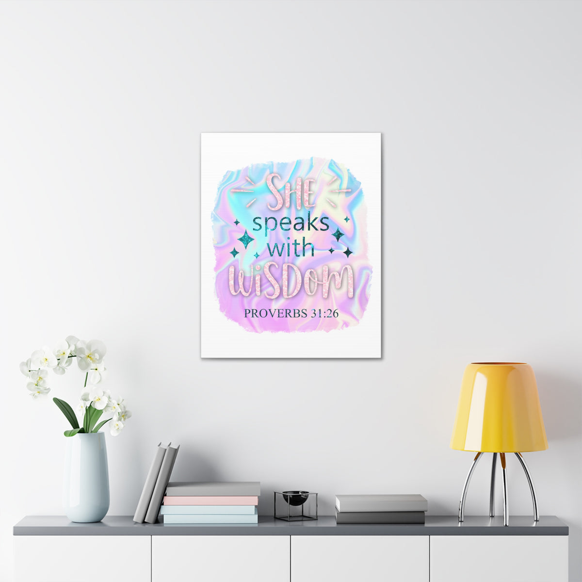 Scripture Walls Proverbs 31:26 She Speaks With Wisdom Bible Verse Canvas Christian Wall Art Ready to Hang Unframed-Express Your Love Gifts