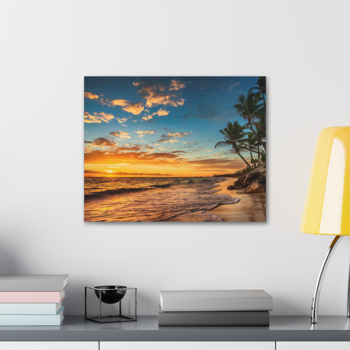 Tropical Island Beach Sunrise Ocean Canvas Wall Art for Home Decor Ready-to-Hang-Express Your Love Gifts