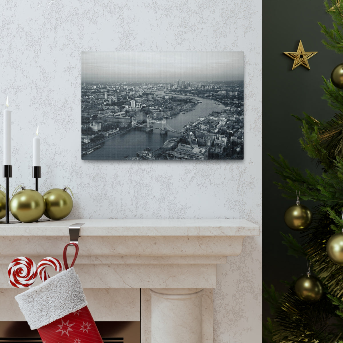 London Black And White Skyline Canvas Artwork High-Quality Breathtaking Stunning Cityscape for Home Decor Ready to Hang-Express Your Love Gifts